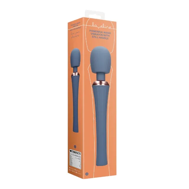 Aparat de masaj LOVELINE Powerful Wand Vibrator with Still Handle. pentru corp și zone intime. 20 funcții de vibrație. albastru