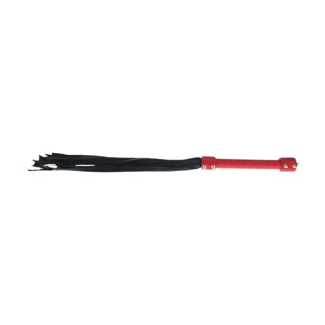 Bici OUCH! Flogger - Milan Collection. pentru jocuri erotice BDSM. din piele îmbinată. culoare roșu cu negru