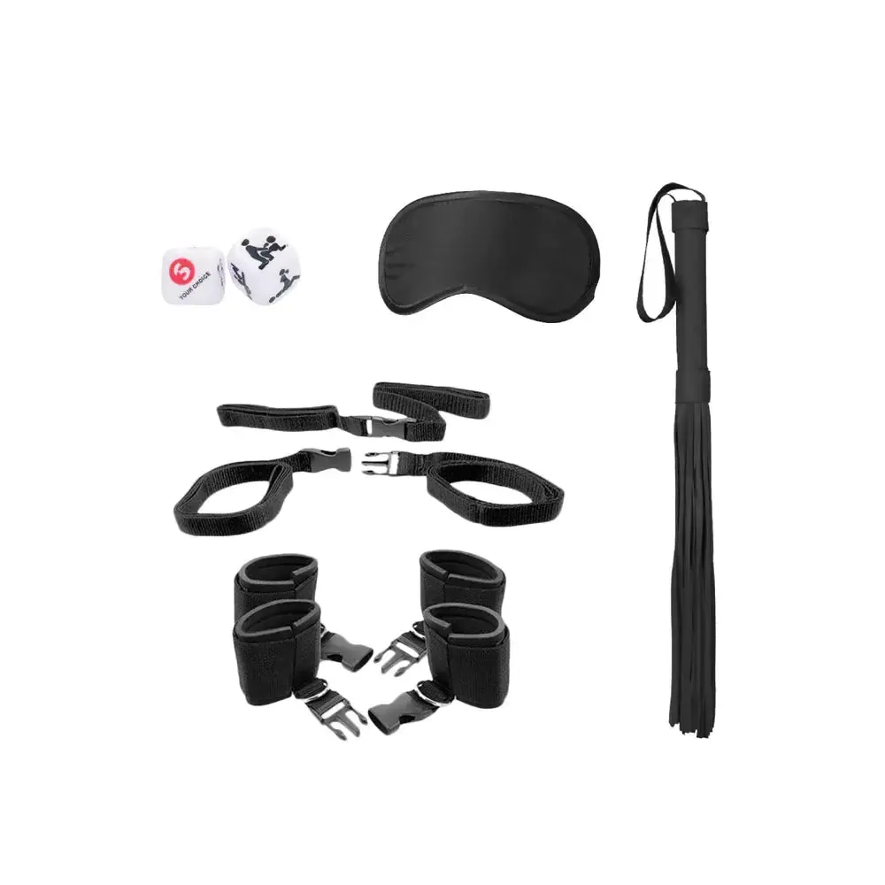 Black & White Bed Post BDSM Restraint Kit Bondage Kit