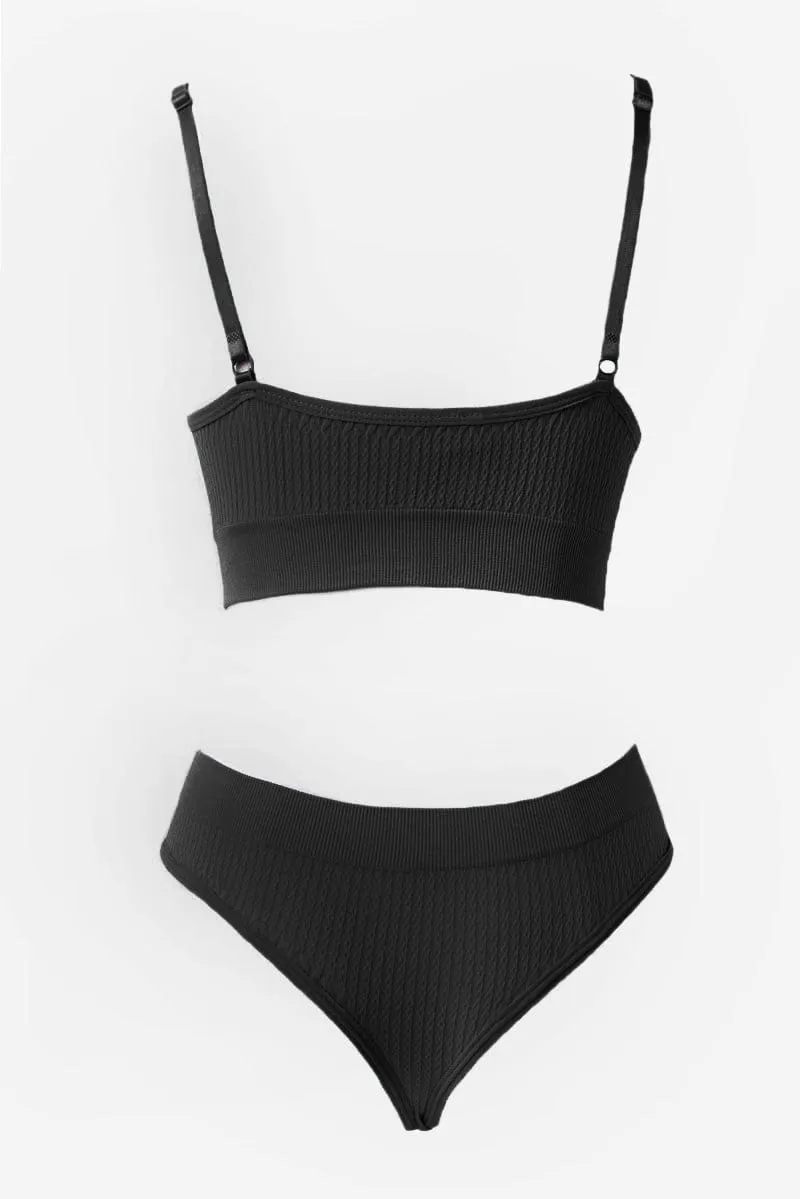 Black Seamless Lingerie Set