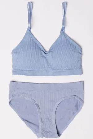 Blue Seamless Lingerie Set