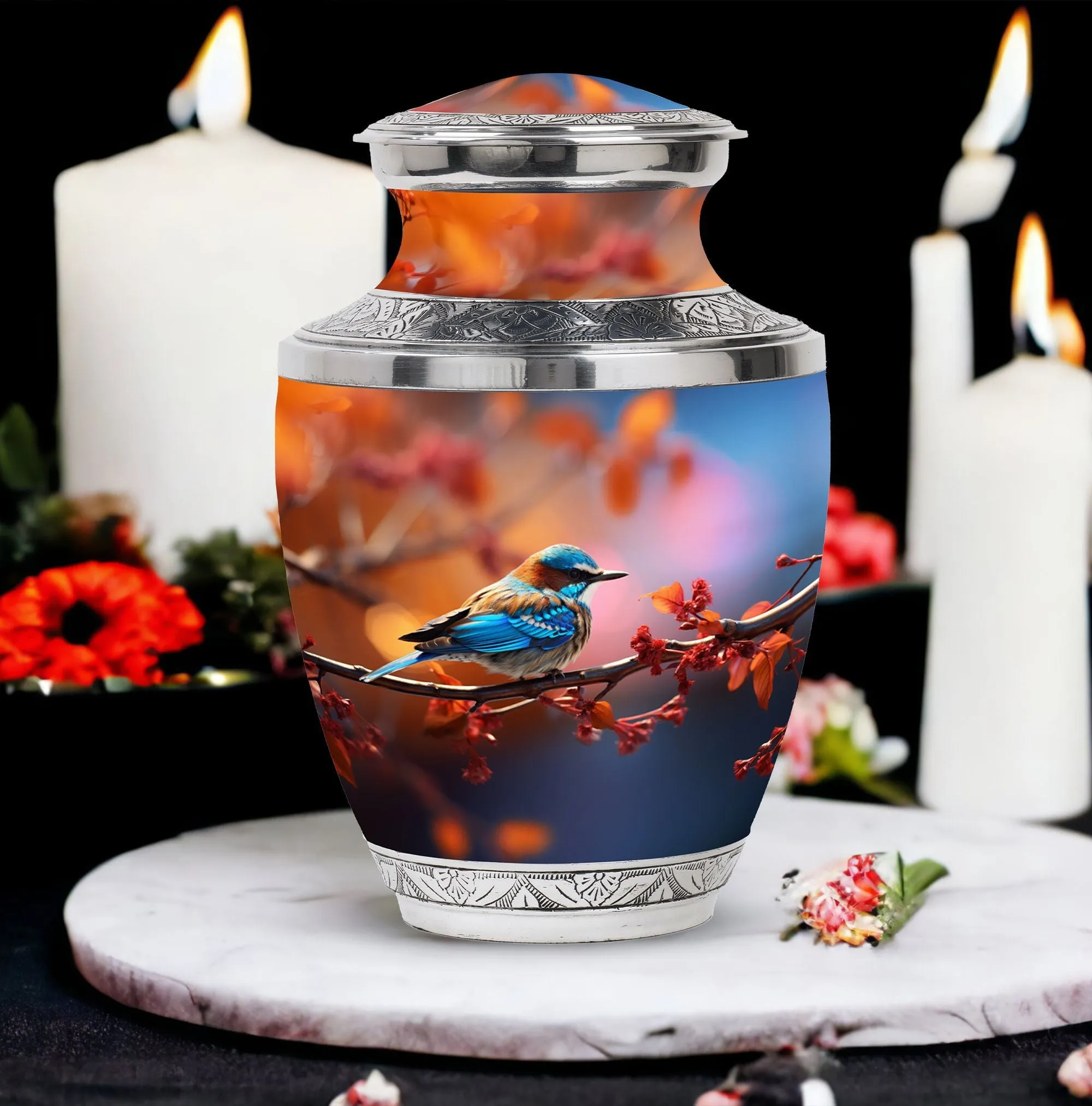 Blue Sparrow: Cherished Cremation Urn for Storing Cremated Ashes
