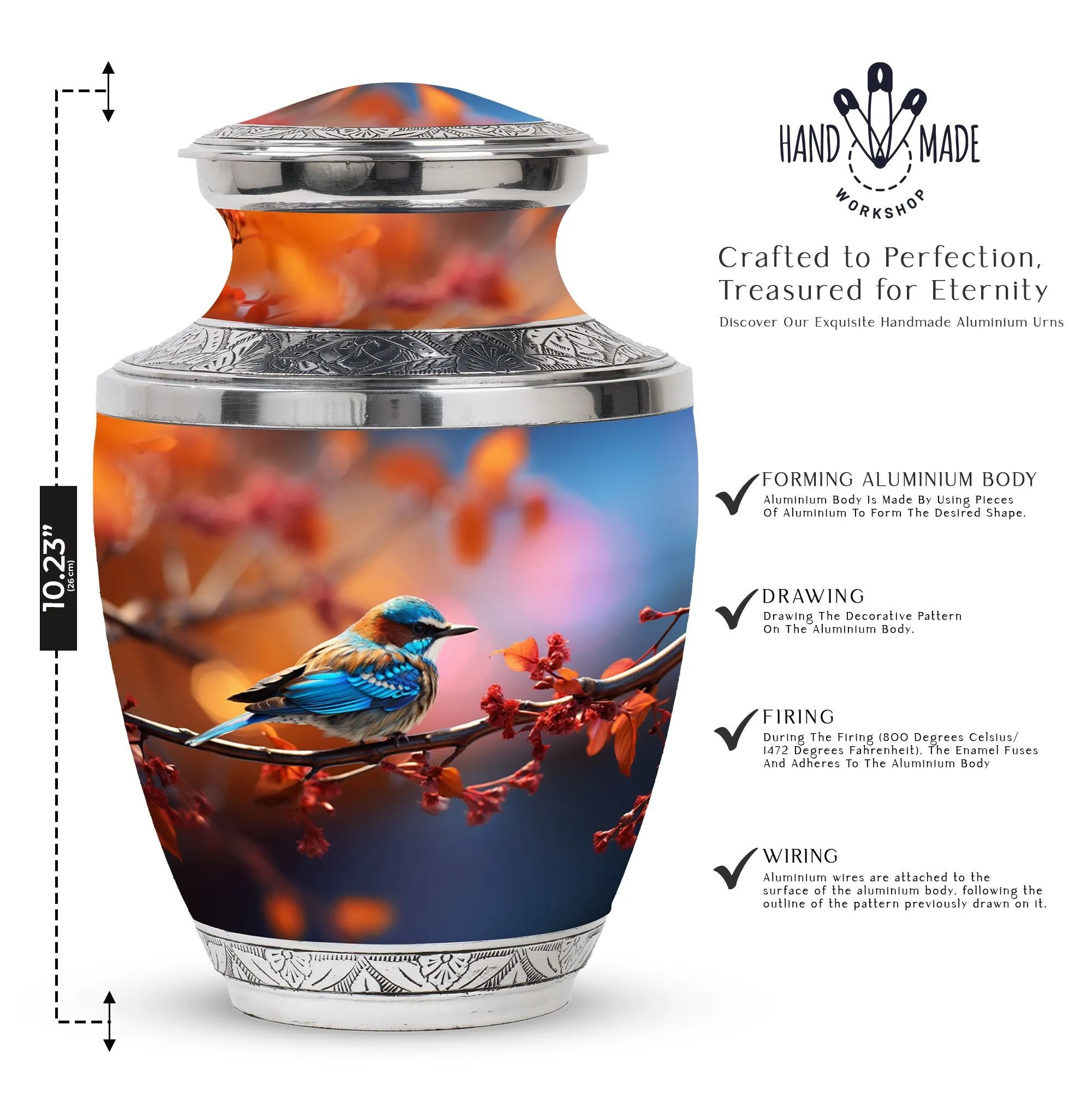 Blue Sparrow: Cherished Cremation Urn for Storing Cremated Ashes