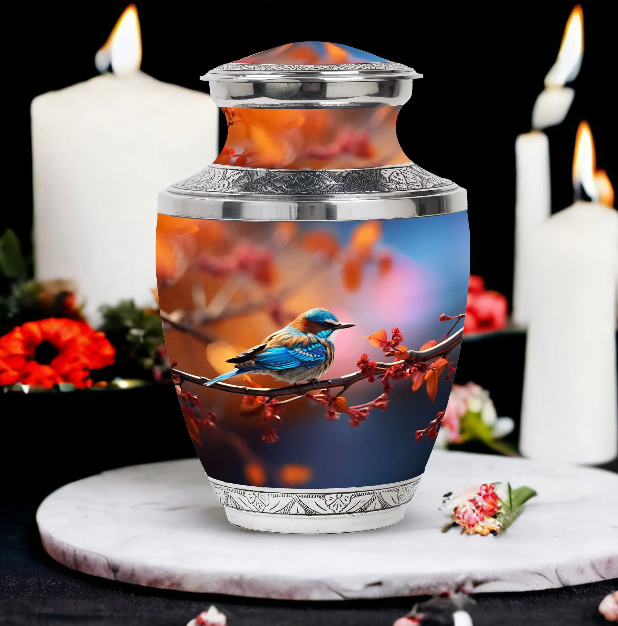 Blue Sparrow: Cherished Cremation Urn for Storing Cremated Ashes