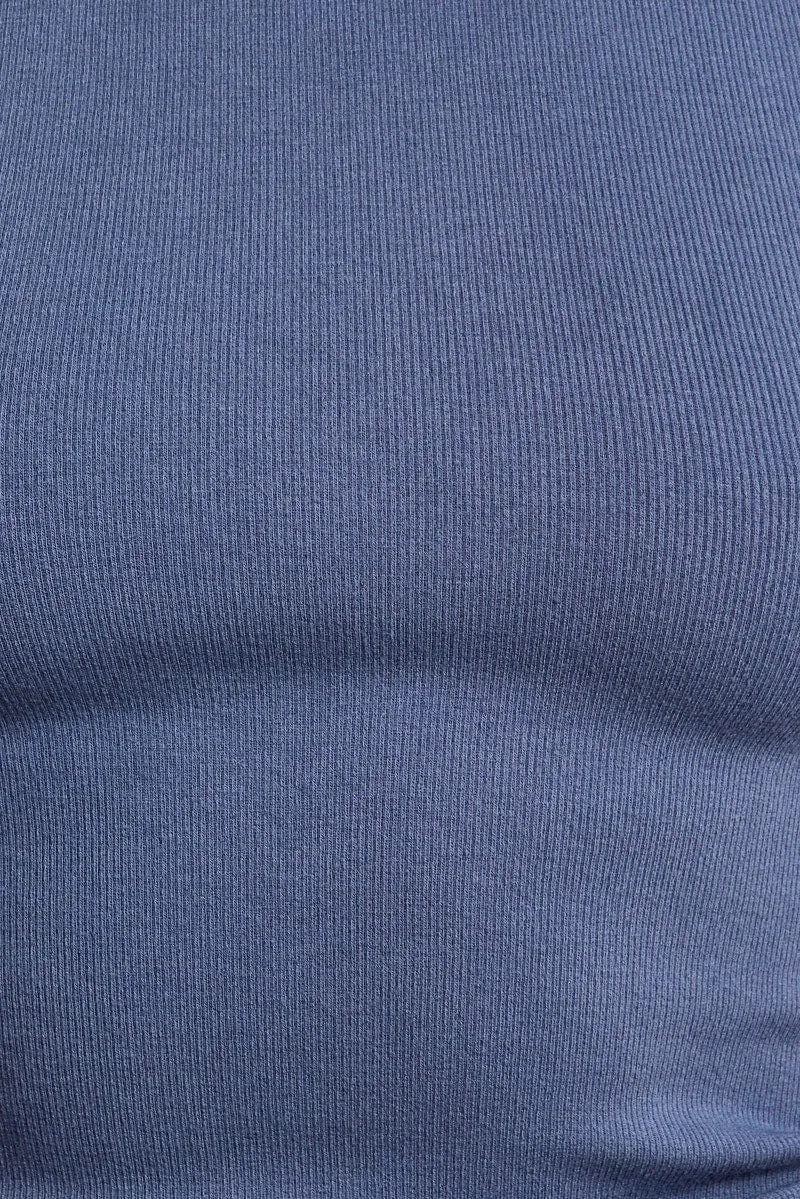 Blue T Shirt Short Sleeve Crew Neck Seamless