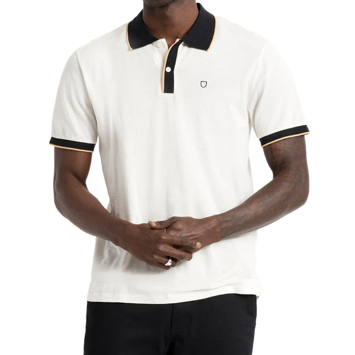 Brixton Proper Polo Shirt - Off White/Black