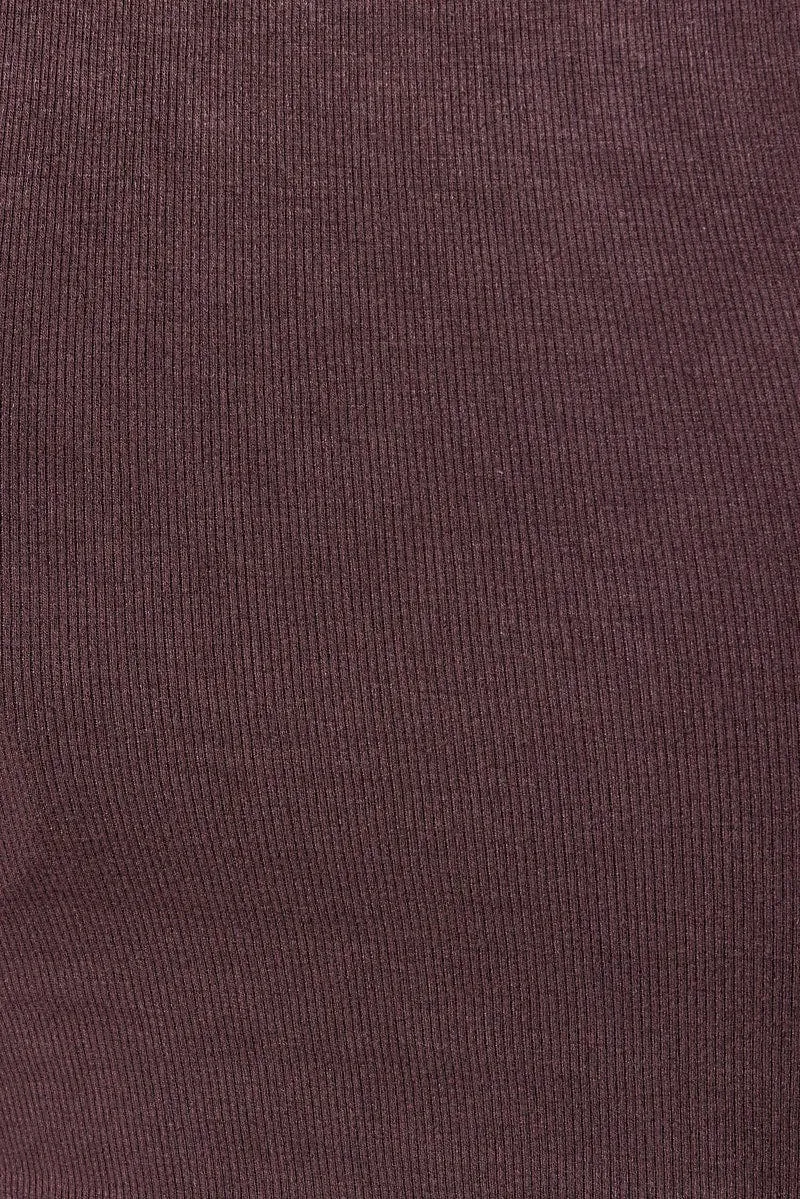 Brown Tank Top Sleeveless Crew Neck Seamless