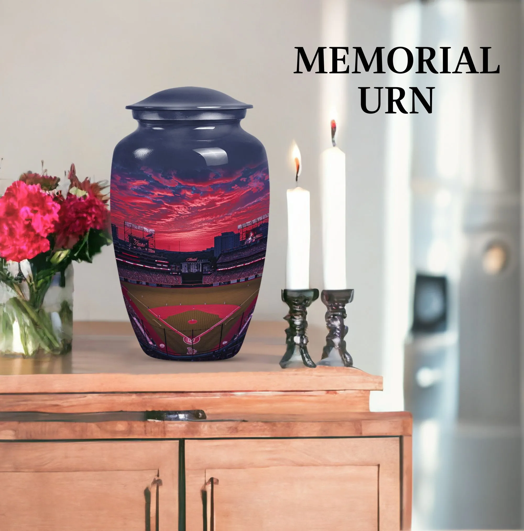 Butterfly Baseball Memorial Urn - Large Aluminium Funeral Urn