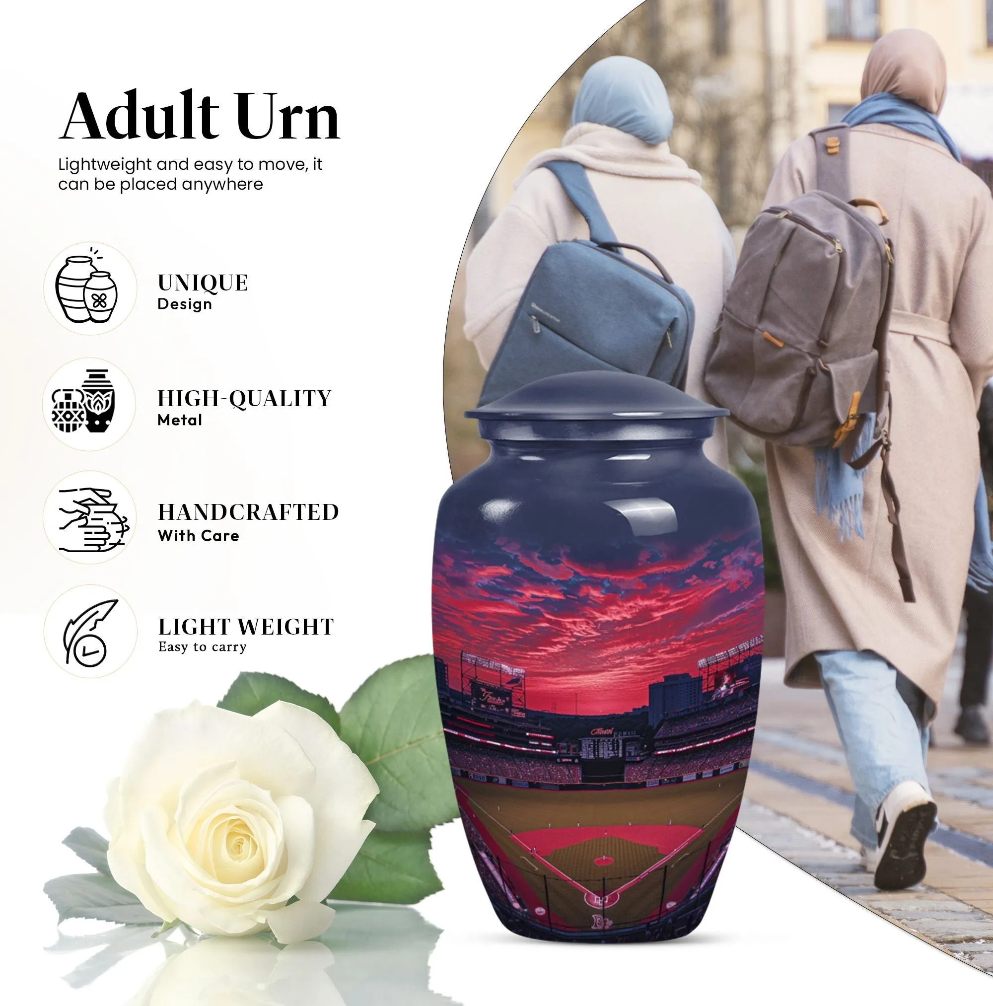 Butterfly Baseball Memorial Urn - Large Aluminium Funeral Urn