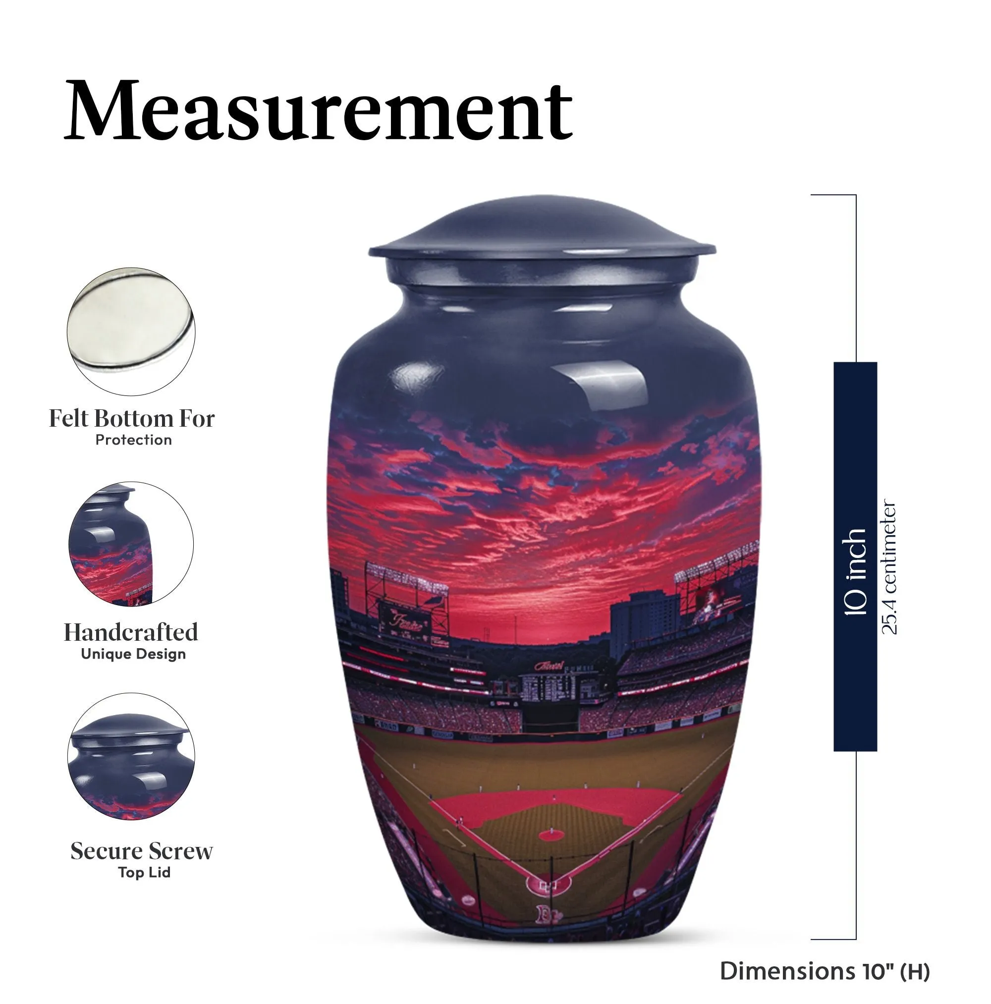Butterfly Baseball Memorial Urn - Large Aluminium Funeral Urn
