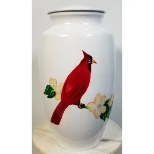 Cardinal on Dogwood, Cremation Urn | Cardinal ash urn for Humans