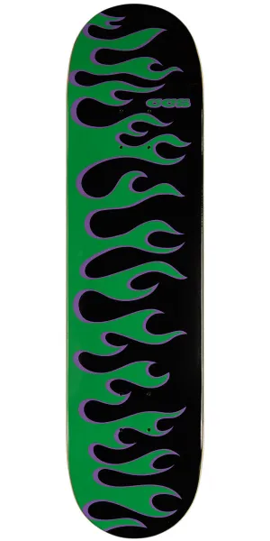 CCS Flames Skateboard Deck - Black/Green - 8.00"