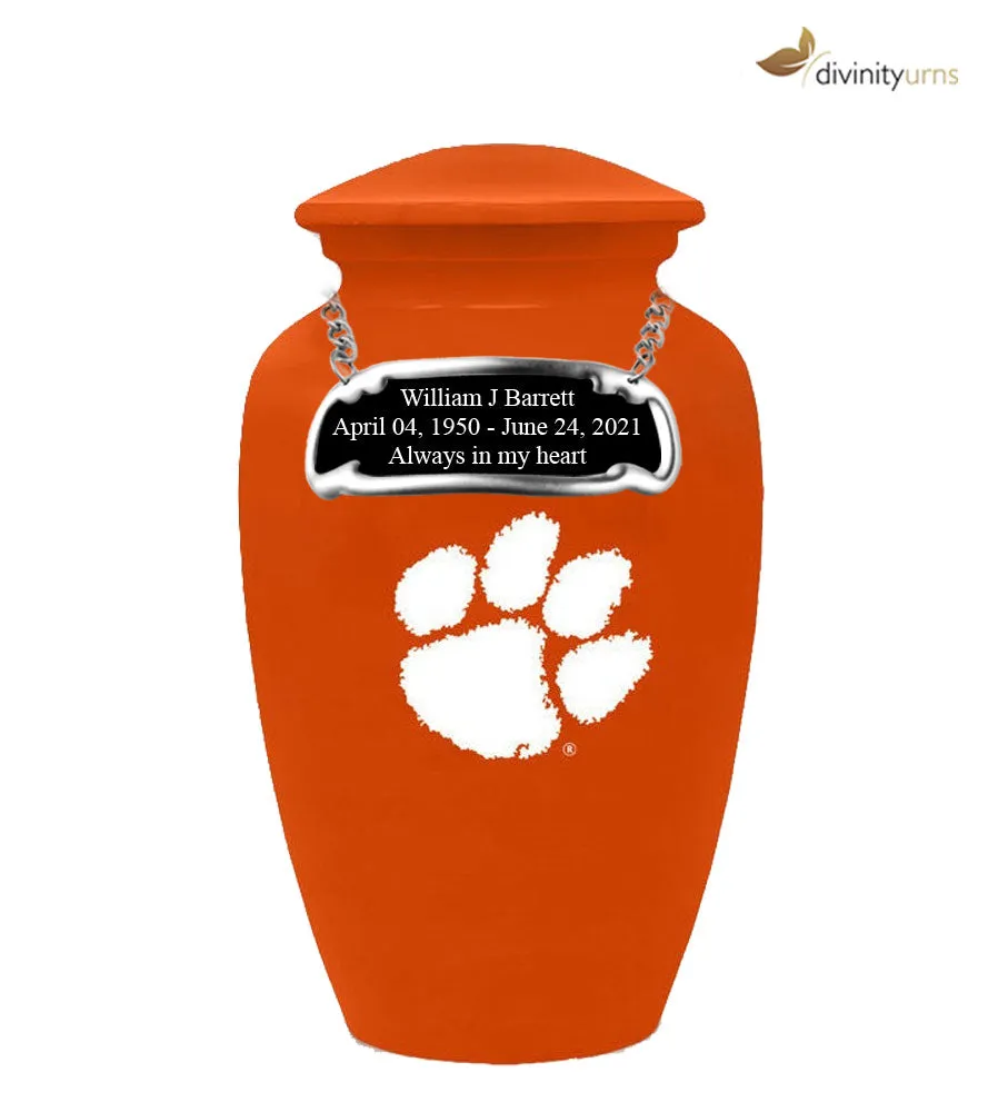 Clemson University Tigers Orange Memorial Cremation Urn