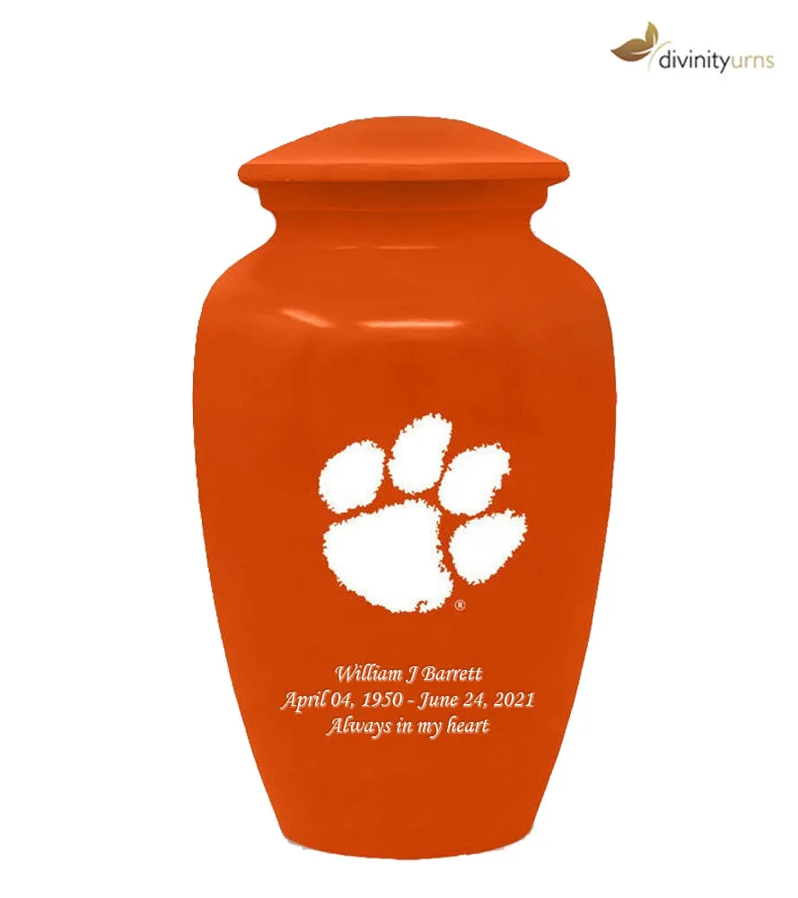 Clemson University Tigers Orange Memorial Cremation Urn