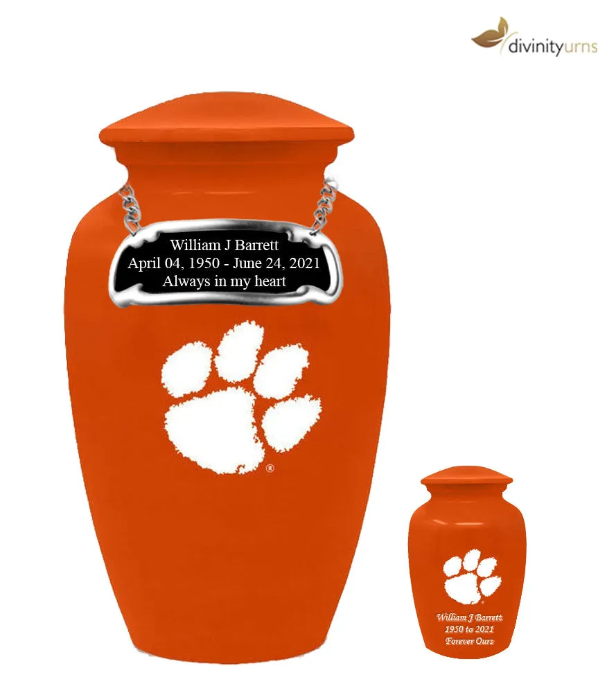 Clemson University Tigers Orange Memorial Cremation Urn