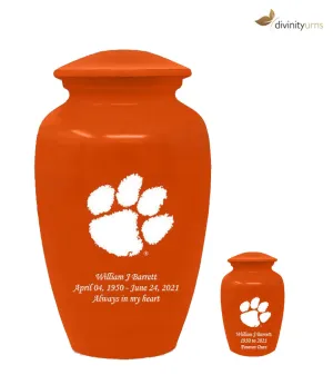 Clemson University Tigers Orange Memorial Cremation Urn