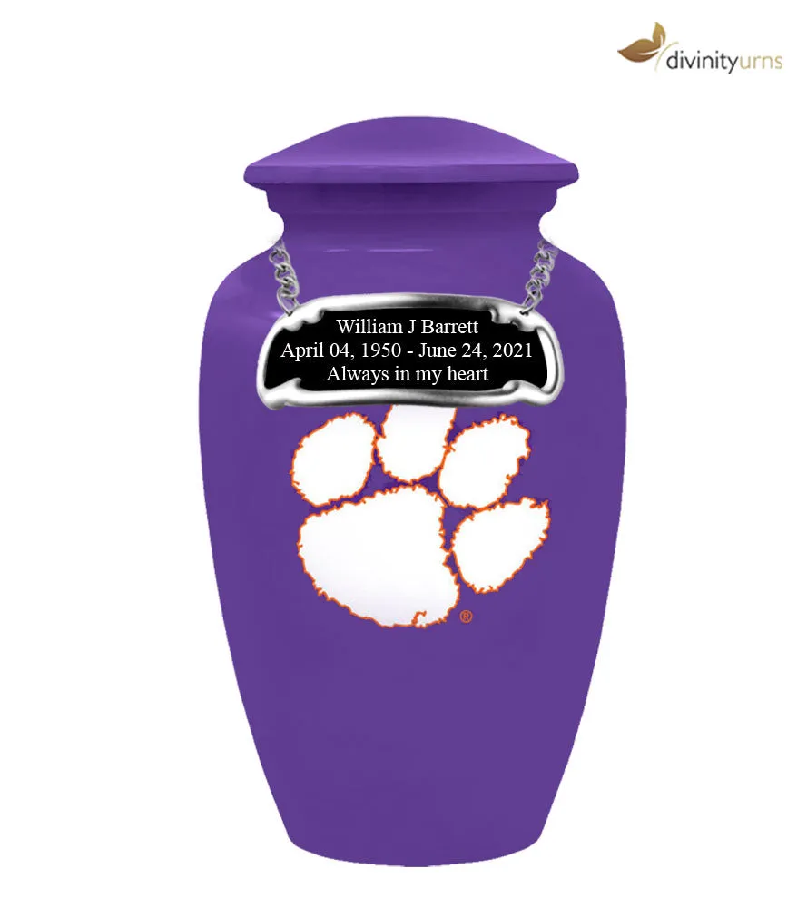Clemson University Tigers Purple Memorial Cremation Urn
