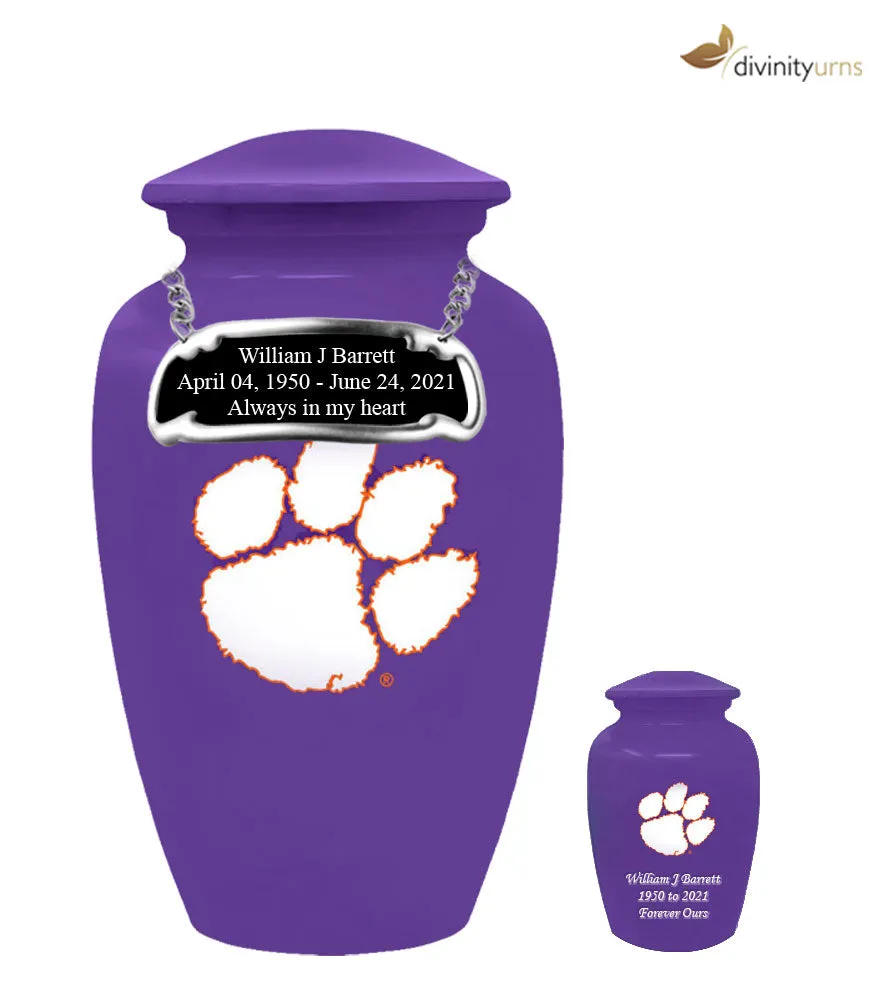 Clemson University Tigers Purple Memorial Cremation Urn