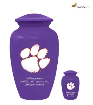 Clemson University Tigers Purple Memorial Cremation Urn