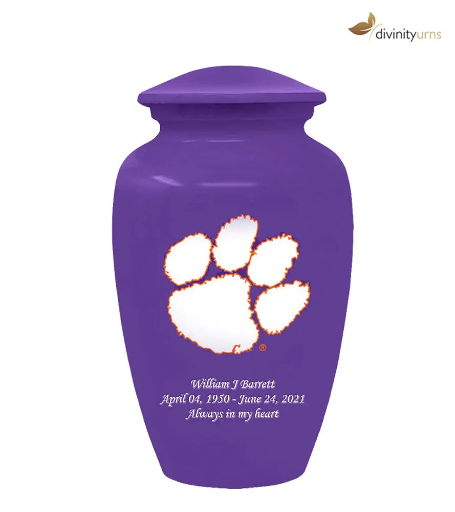 Clemson University Tigers Purple Memorial Cremation Urn