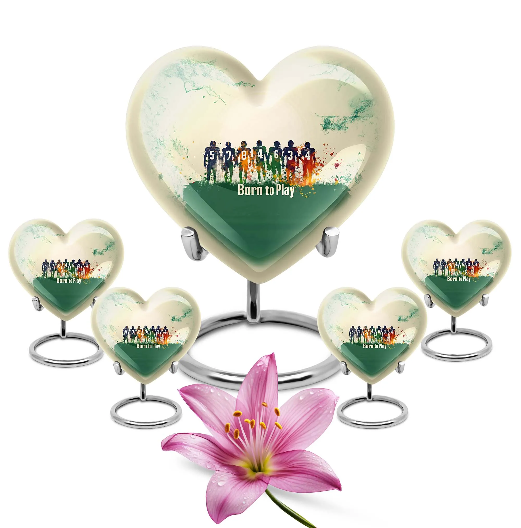 Commemoration - Football Heart Cremation Urn for Human Ashes