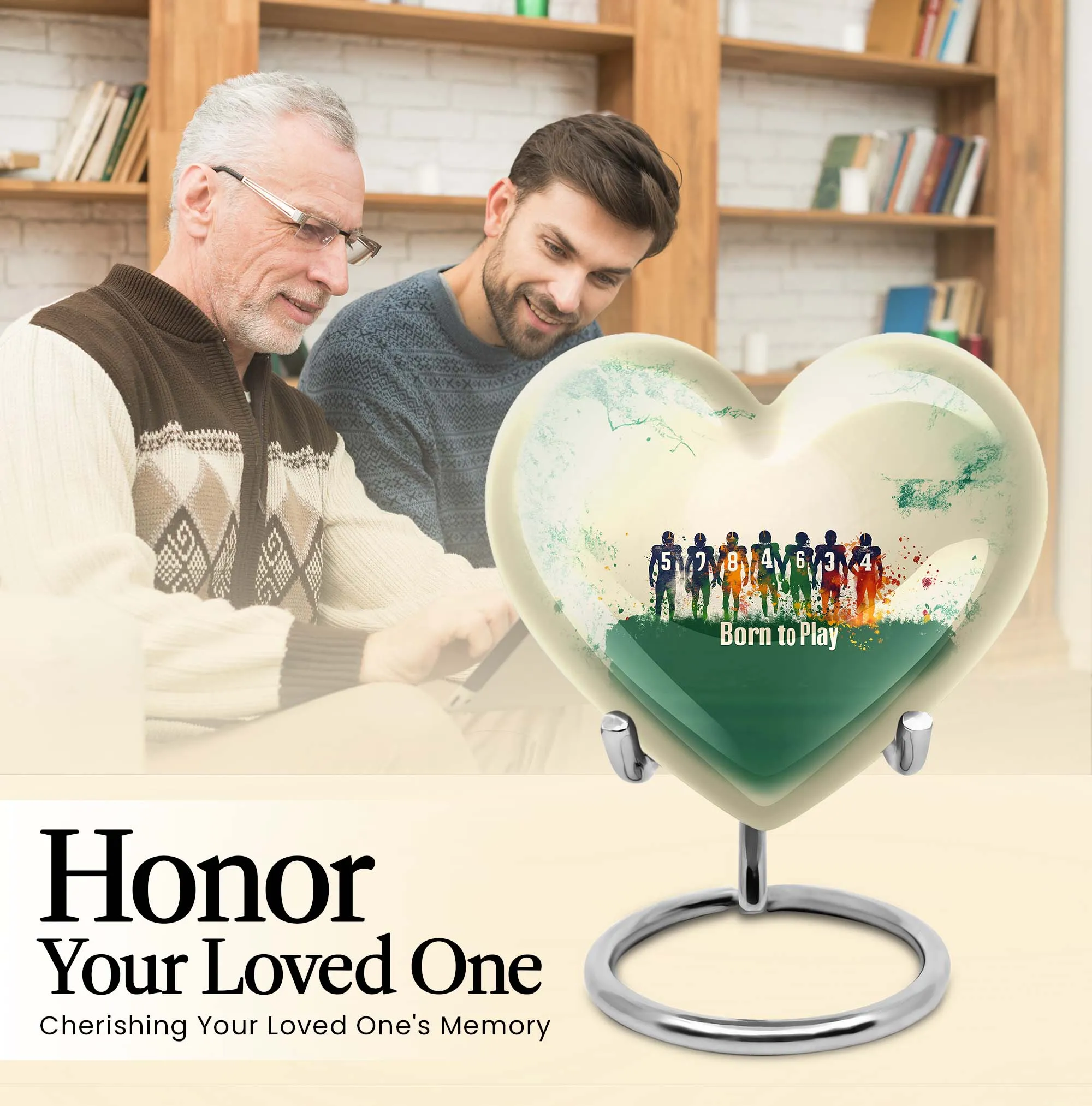 Commemoration - Football Heart Cremation Urn for Human Ashes
