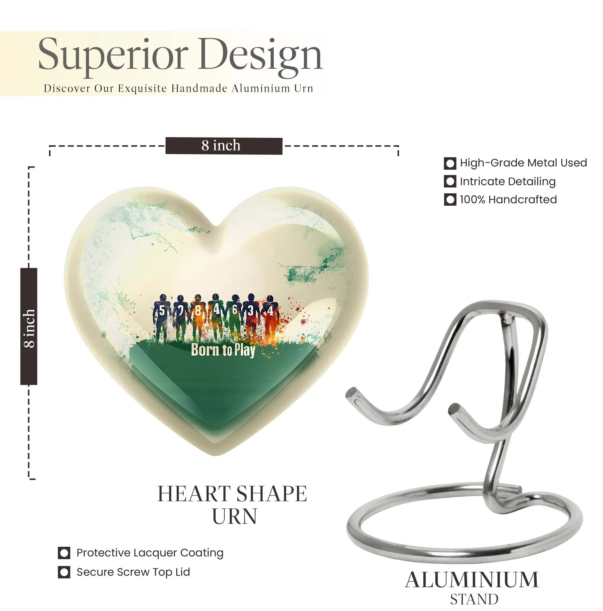 Commemoration - Football Heart Cremation Urn for Human Ashes
