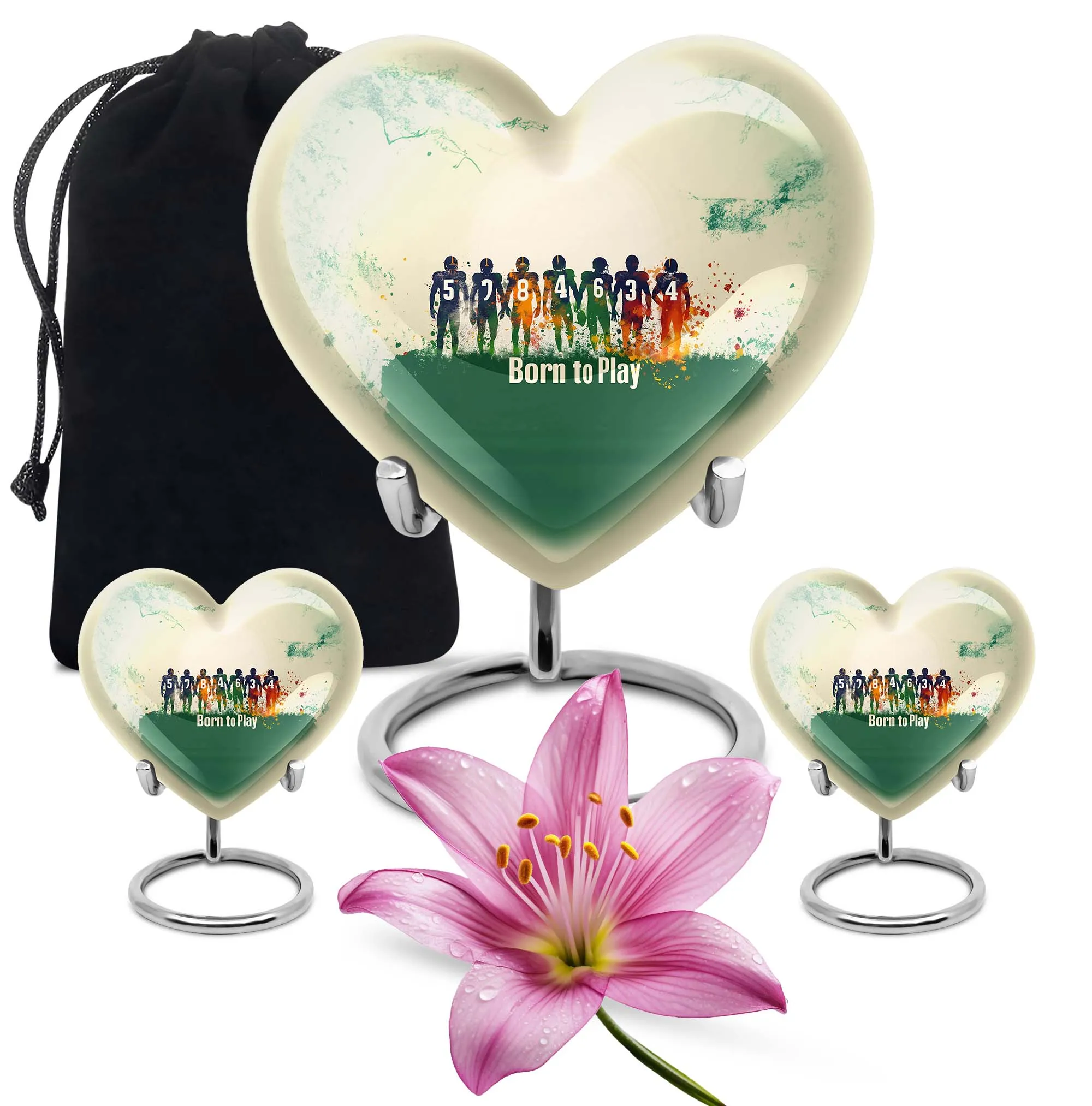 Commemoration - Football Heart Cremation Urn for Human Ashes