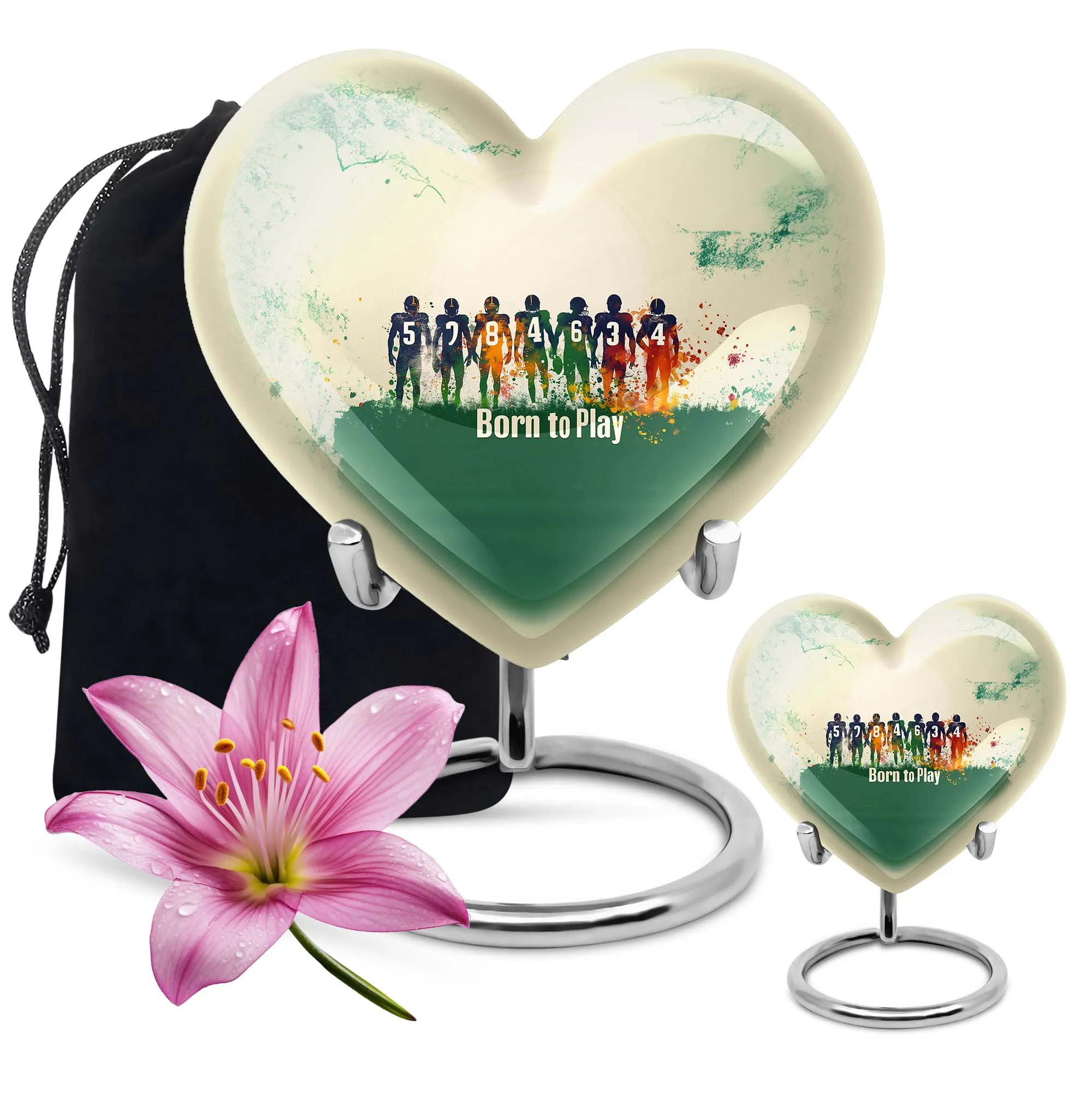 Commemoration - Football Heart Cremation Urn for Human Ashes