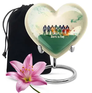 Commemoration - Football Heart Cremation Urn for Human Ashes