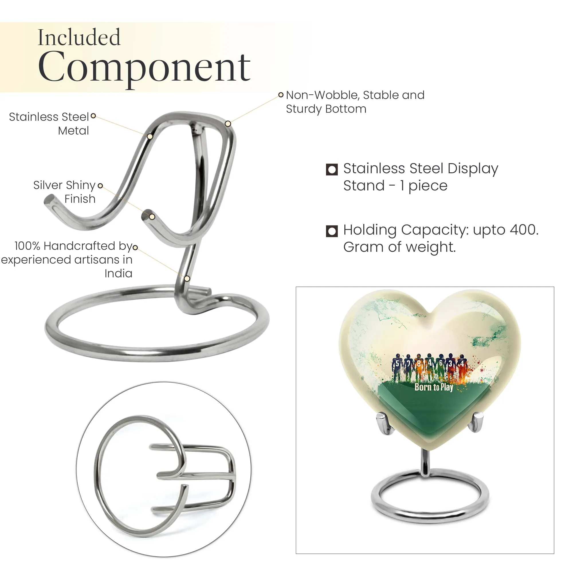 Commemoration - Football Heart Cremation Urn for Human Ashes