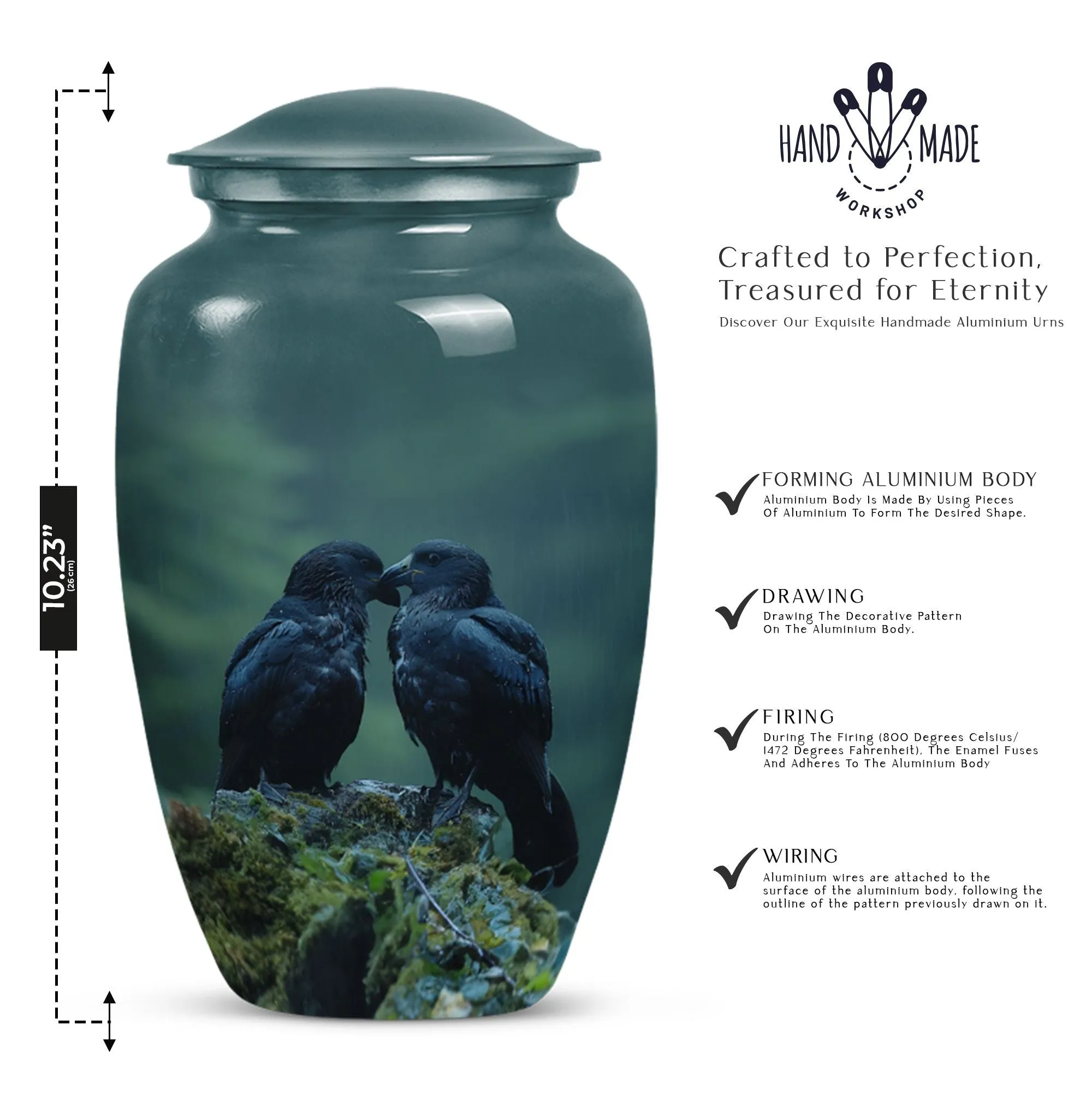 Crow Urn: Cremation Urn for Men's Aesthetic Resting Essence