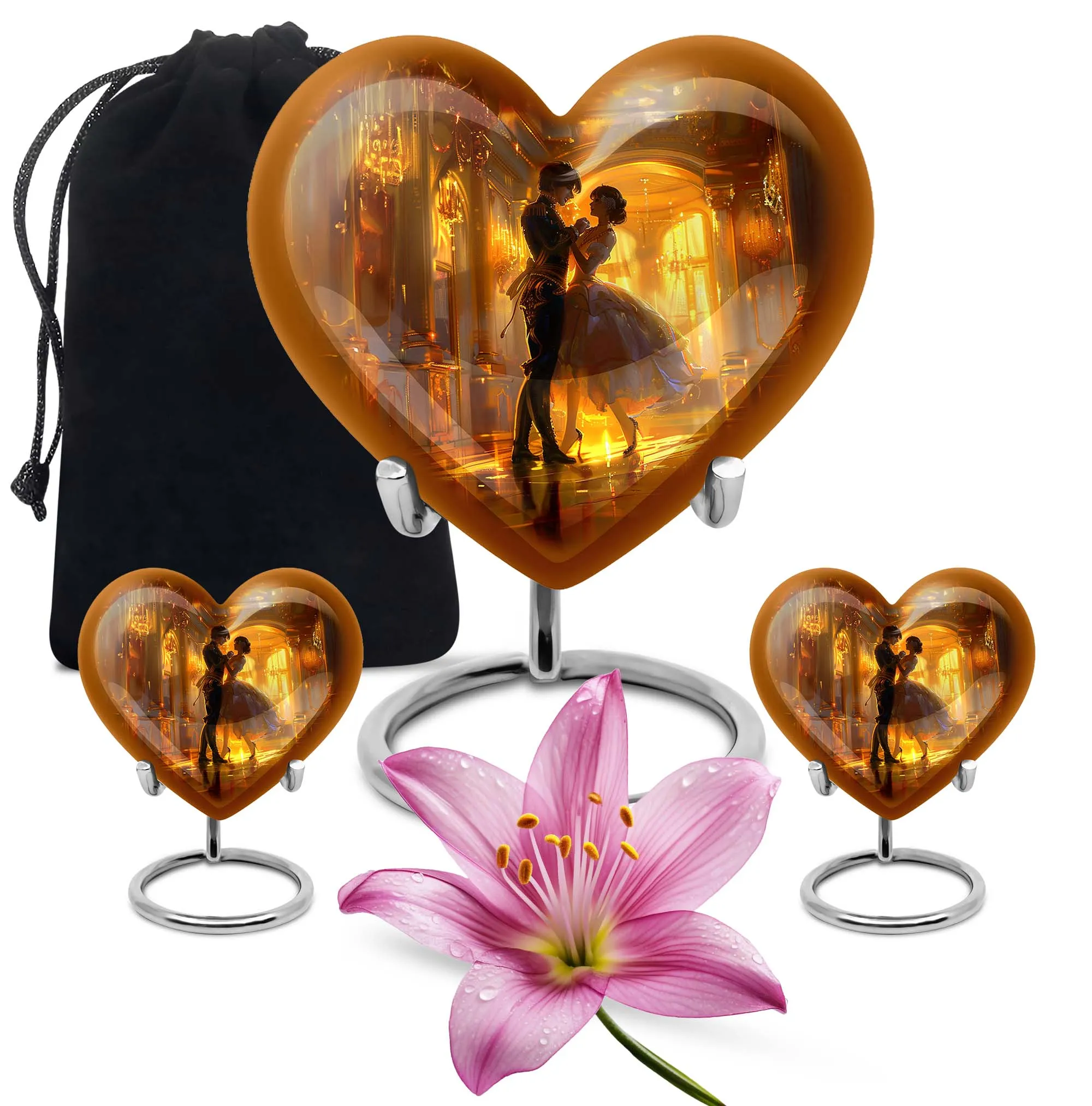 Eternal Harmony - Dancing Urn, Abstract Heart Design Cremation Souvenir in Aluminium