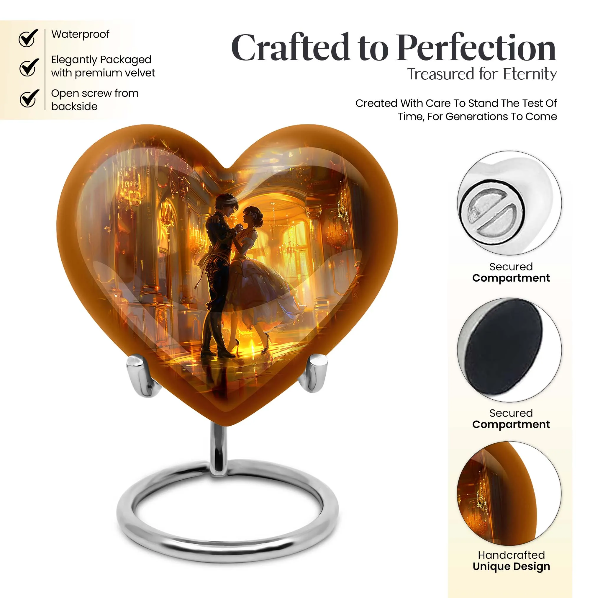 Eternal Harmony - Dancing Urn, Abstract Heart Design Cremation Souvenir in Aluminium
