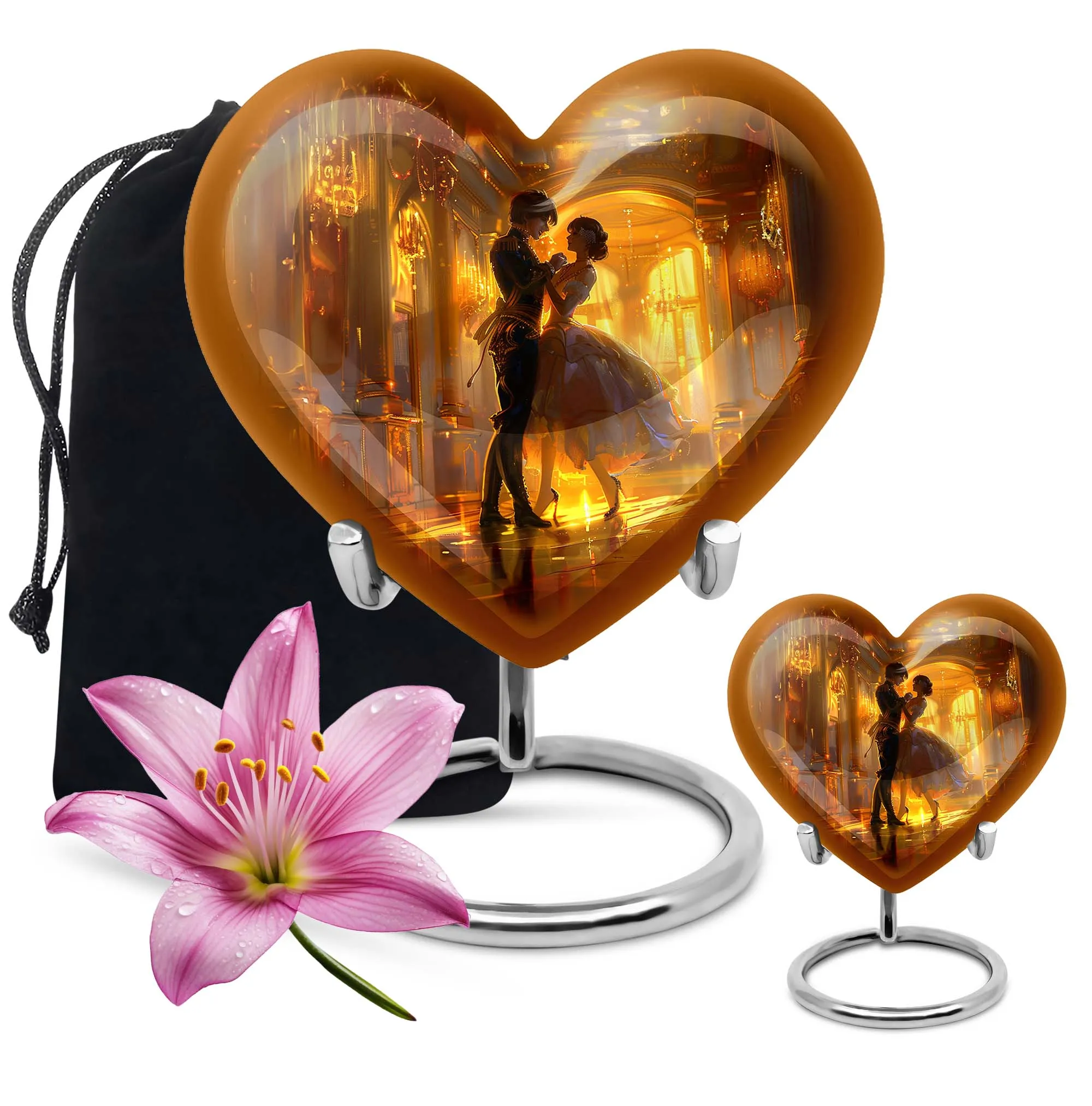Eternal Harmony - Dancing Urn, Abstract Heart Design Cremation Souvenir in Aluminium