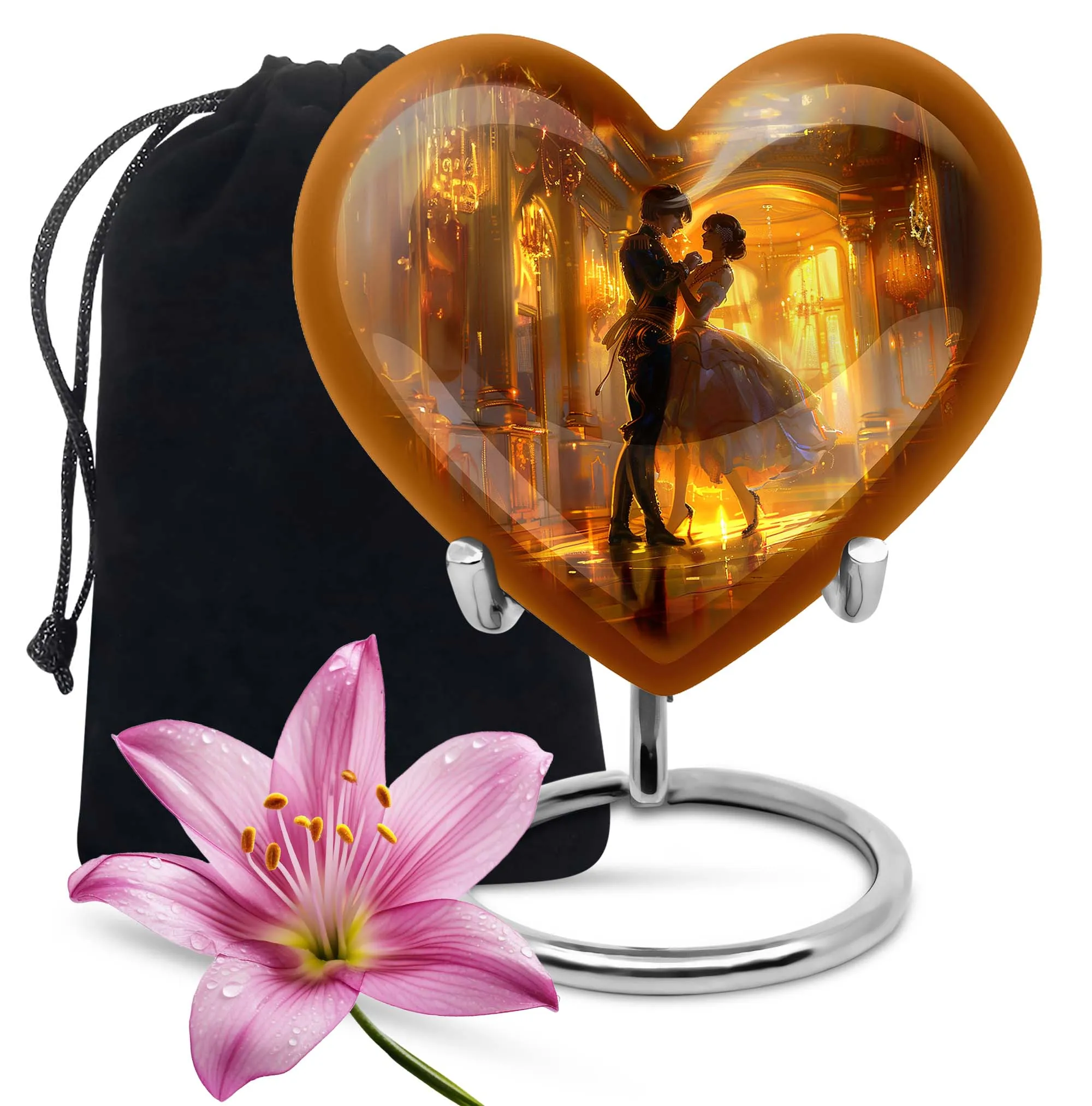 Eternal Harmony - Dancing Urn, Abstract Heart Design Cremation Souvenir in Aluminium