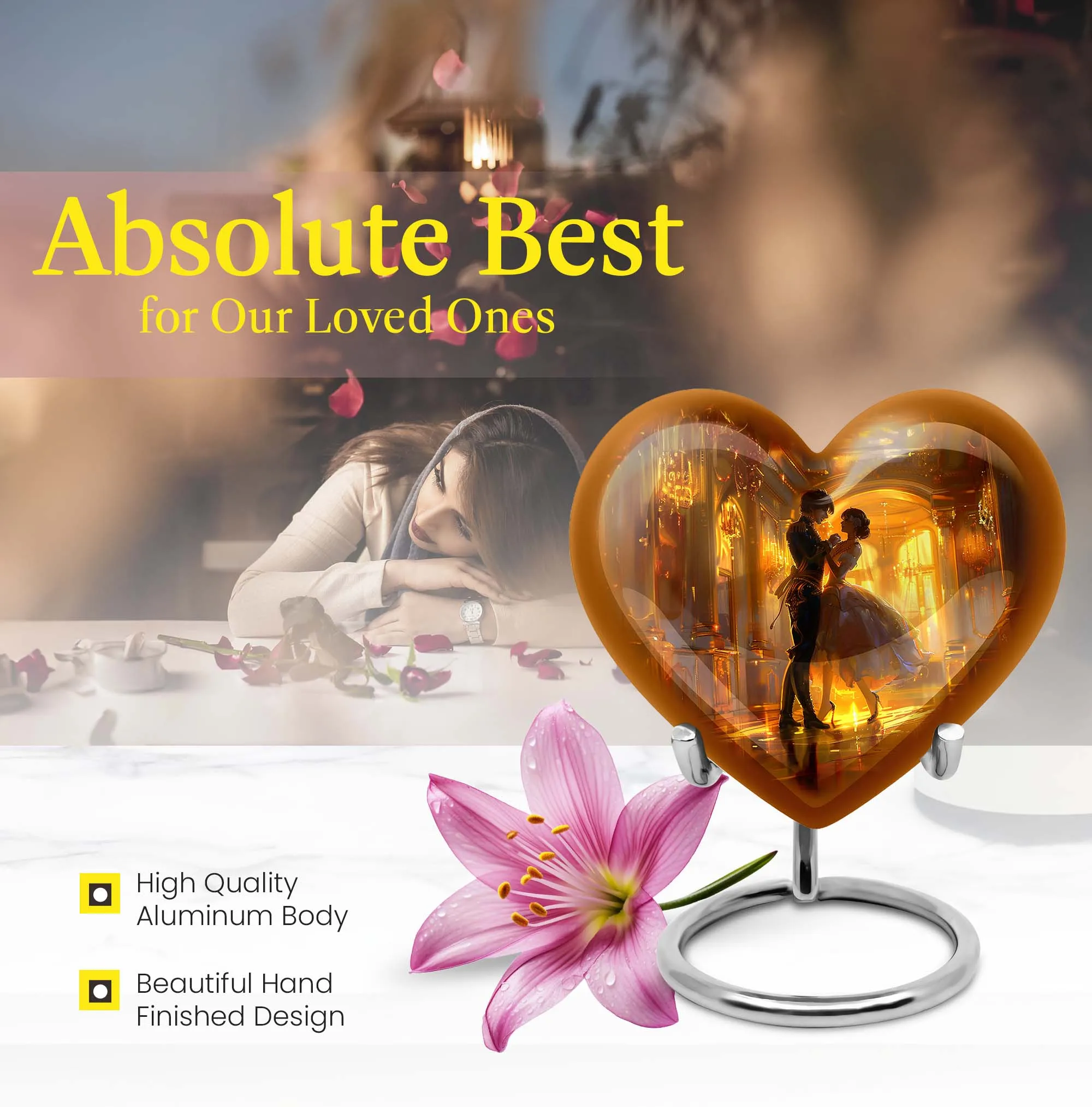 Eternal Harmony - Dancing Urn, Abstract Heart Design Cremation Souvenir in Aluminium
