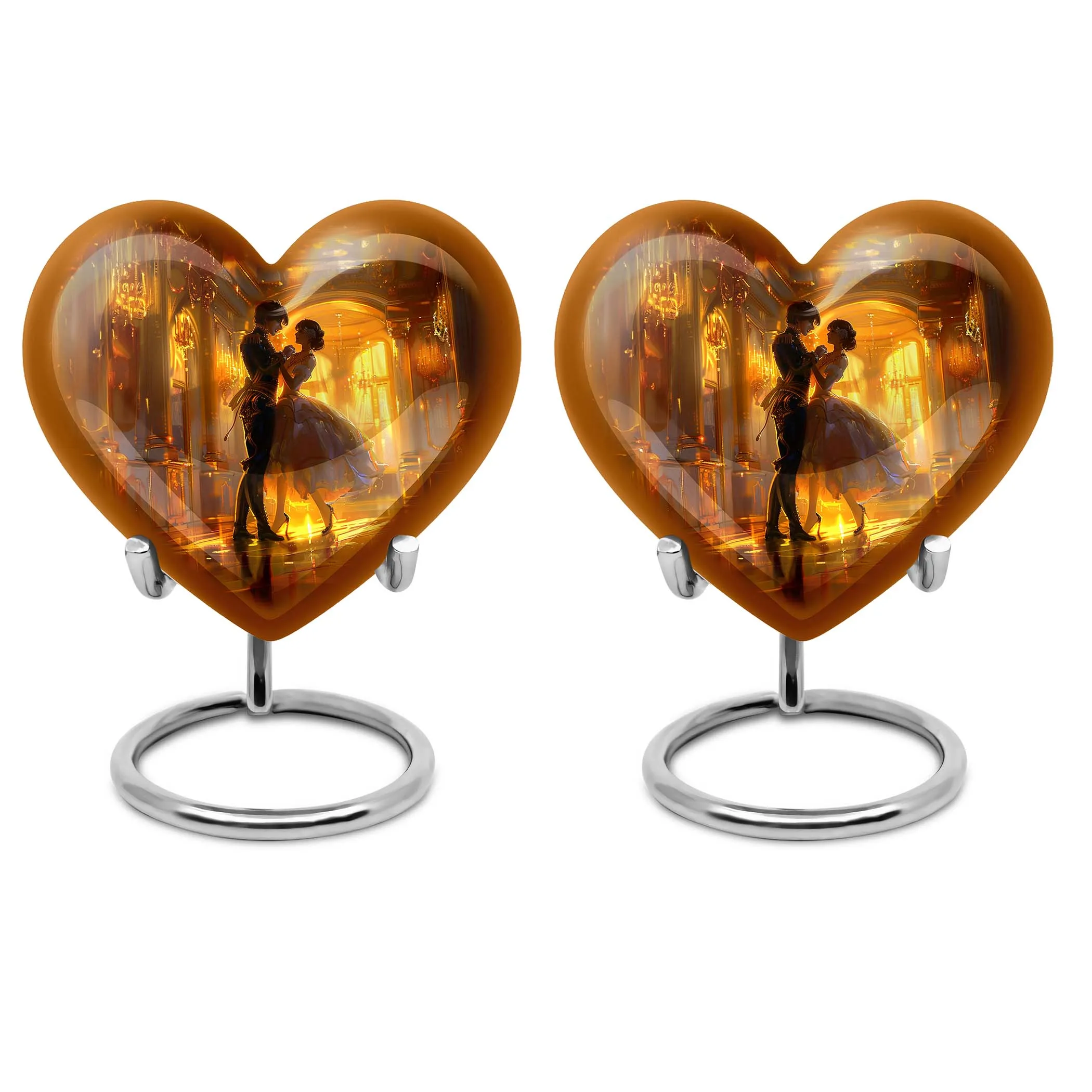 Eternal Harmony - Dancing Urn, Abstract Heart Design Cremation Souvenir in Aluminium