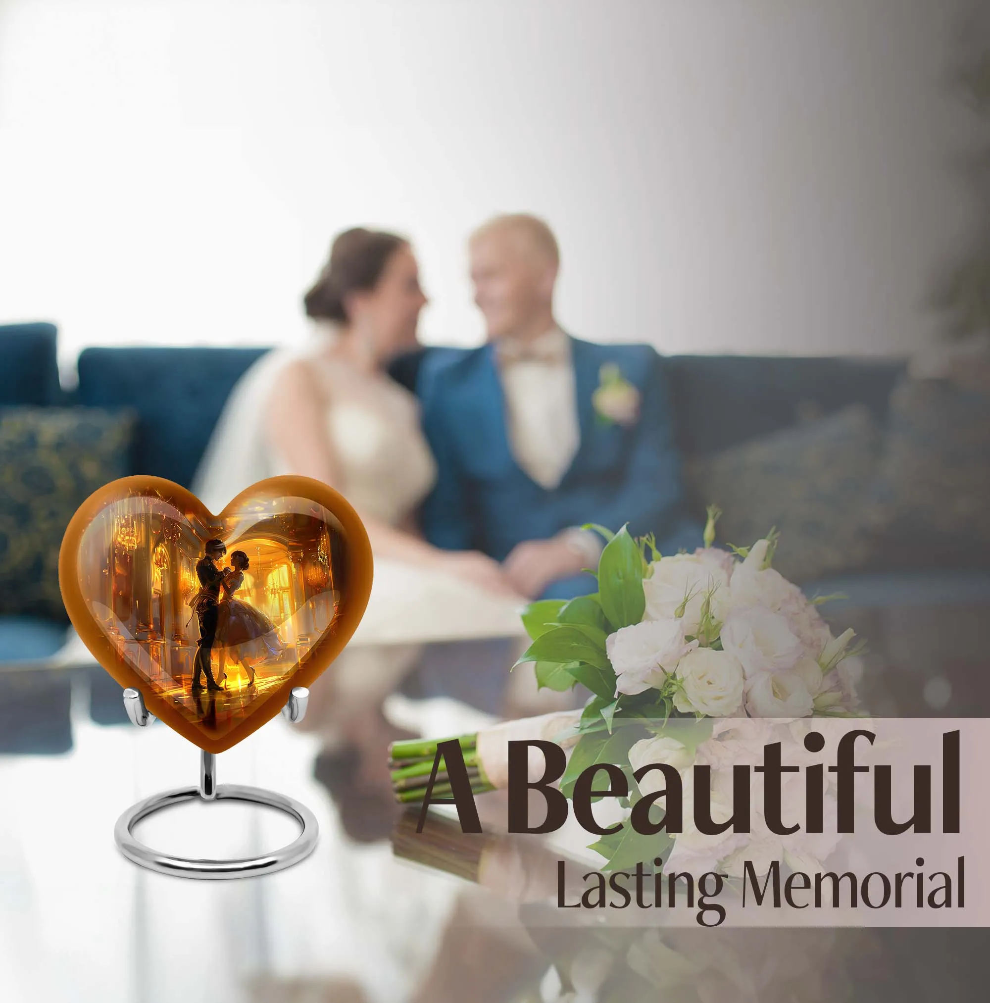 Eternal Harmony - Dancing Urn, Abstract Heart Design Cremation Souvenir in Aluminium