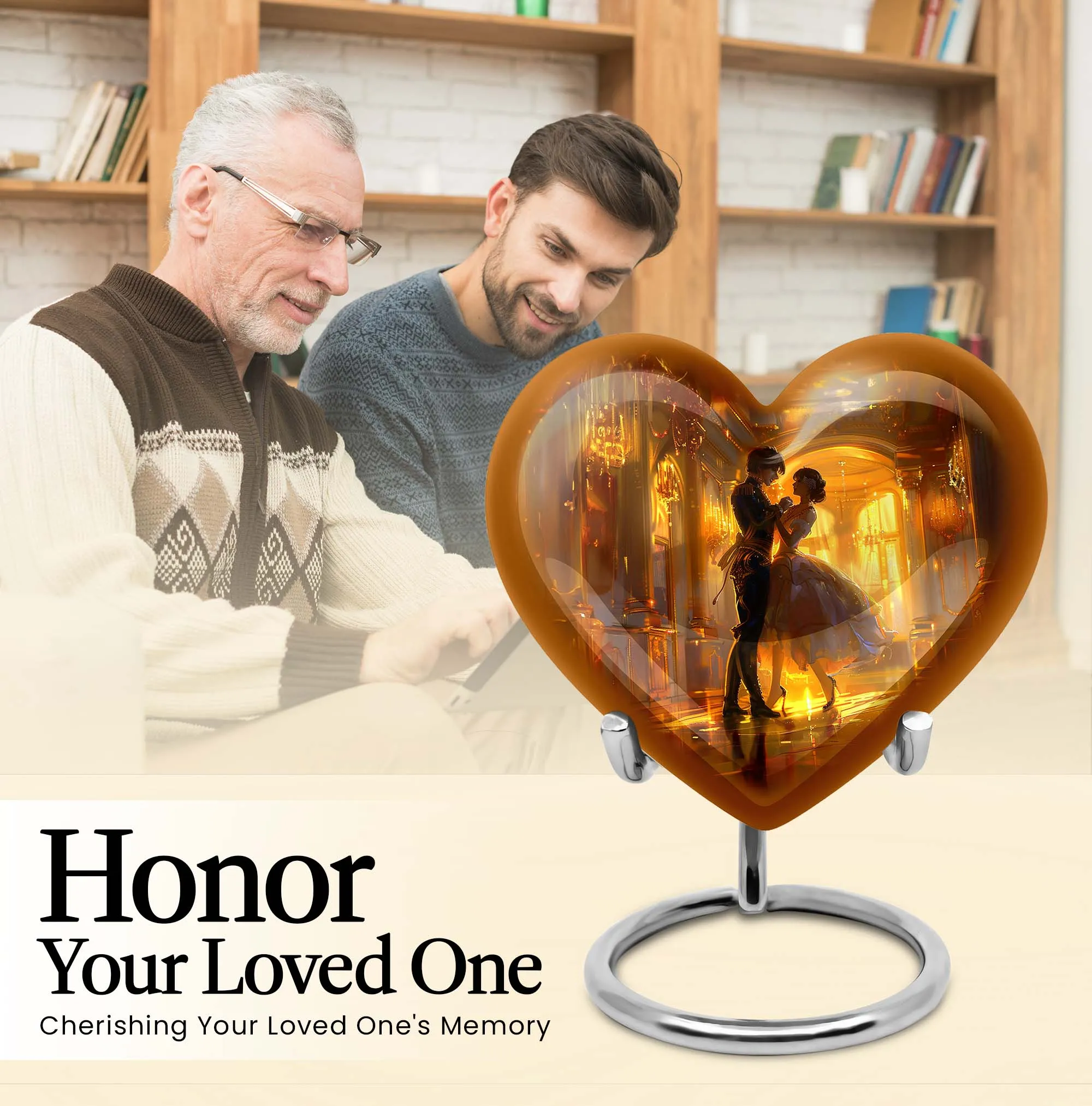 Eternal Harmony - Dancing Urn, Abstract Heart Design Cremation Souvenir in Aluminium