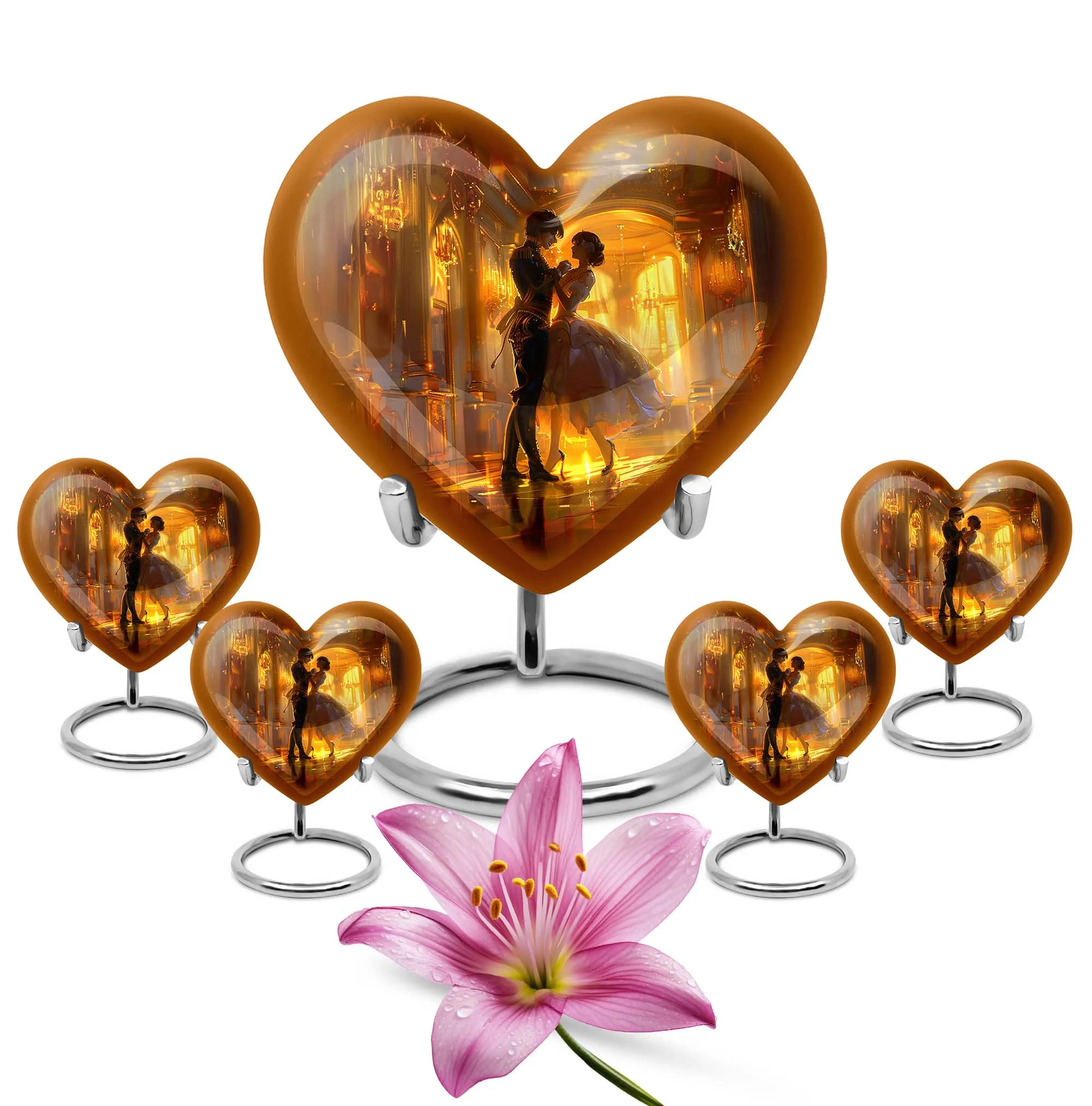 Eternal Harmony - Dancing Urn, Abstract Heart Design Cremation Souvenir in Aluminium