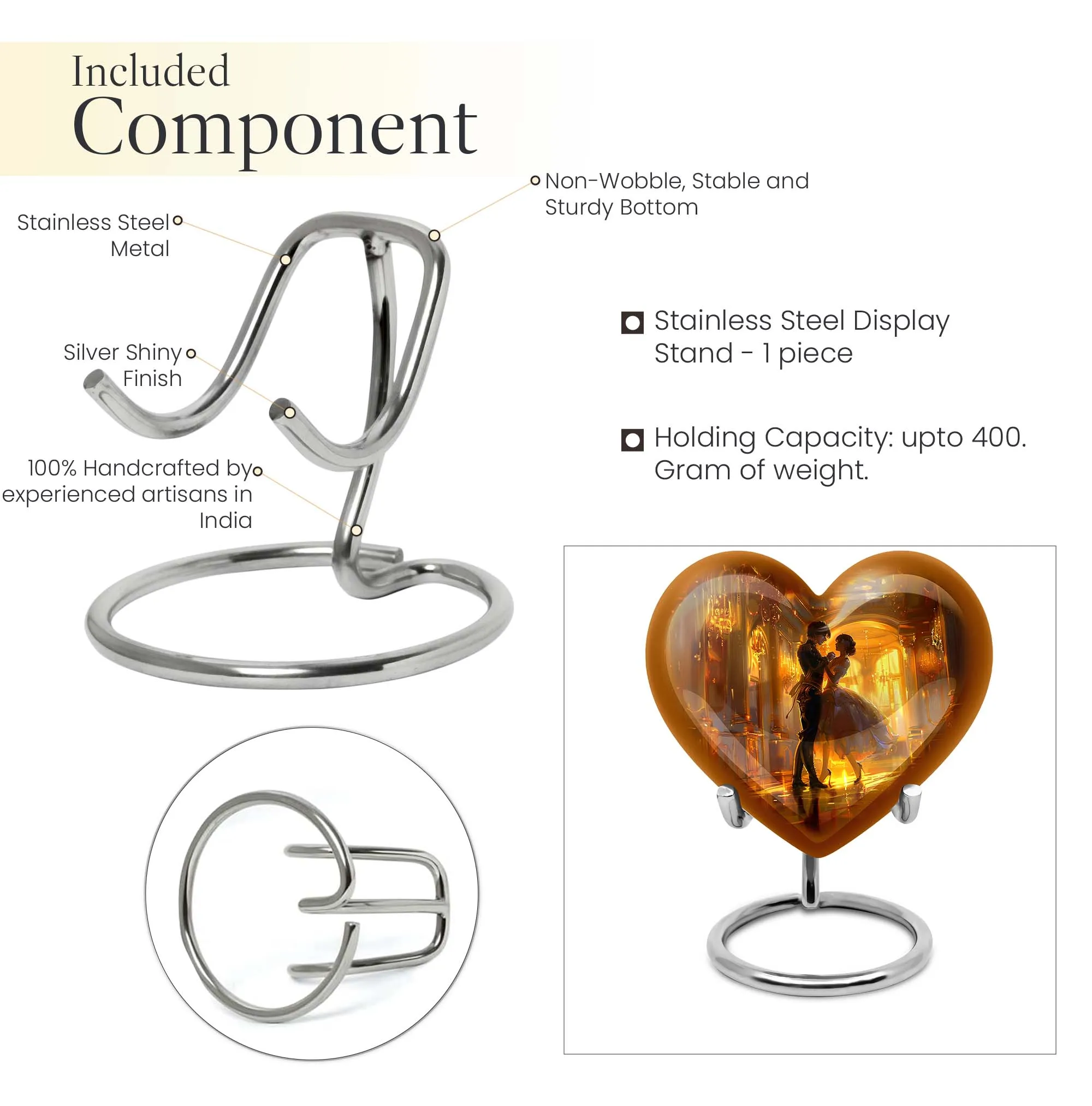 Eternal Harmony - Dancing Urn, Abstract Heart Design Cremation Souvenir in Aluminium