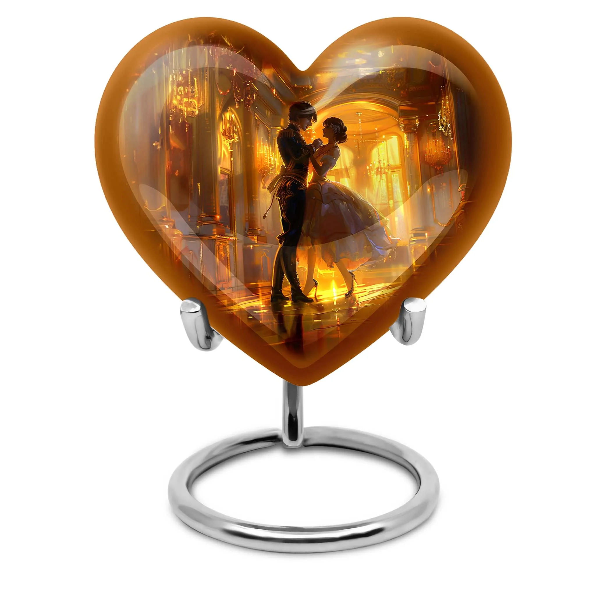 Eternal Harmony - Dancing Urn, Abstract Heart Design Cremation Souvenir in Aluminium