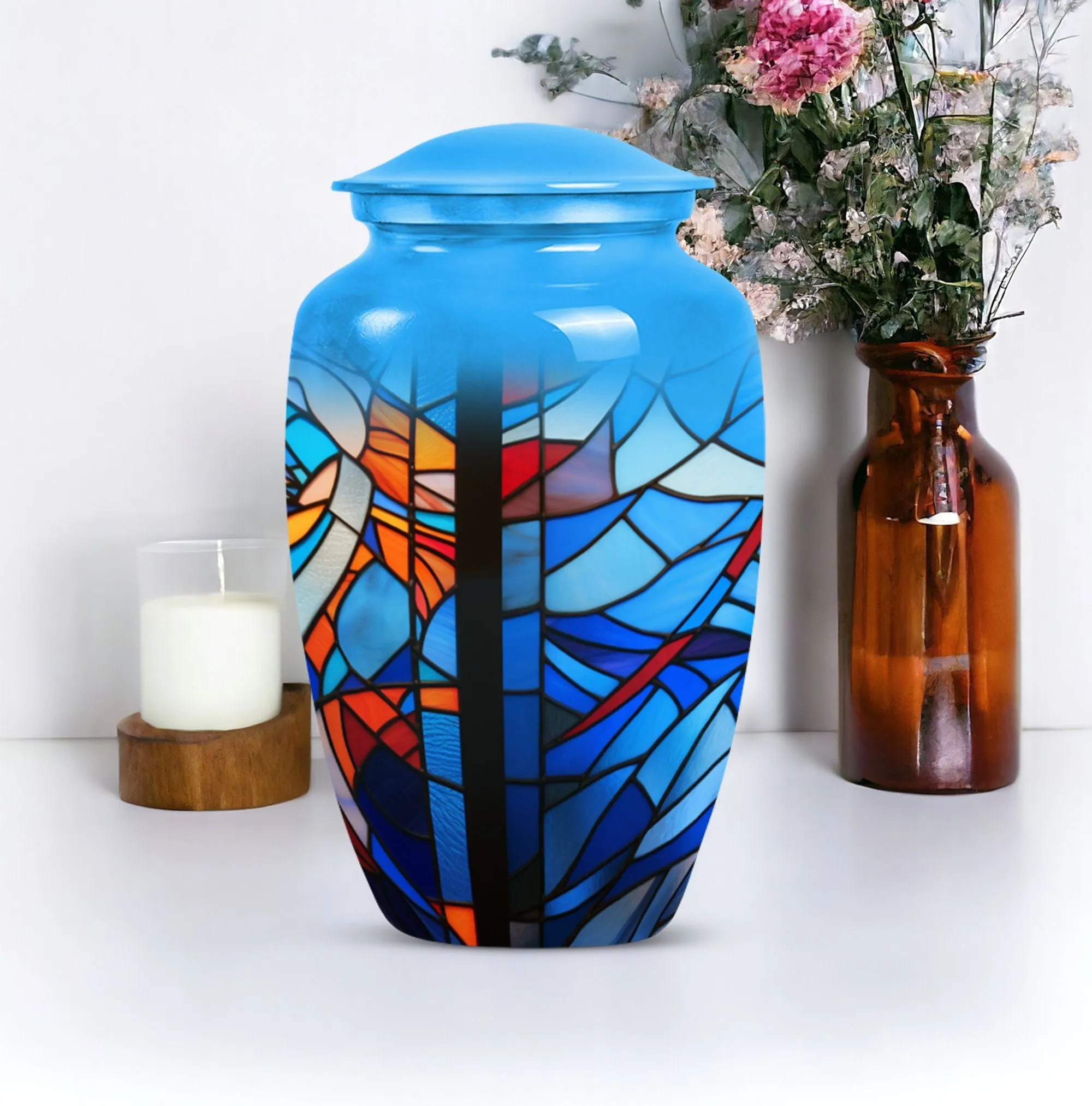 Eternal Harmony Stained Glass Memorial Urn Designed with Elegance