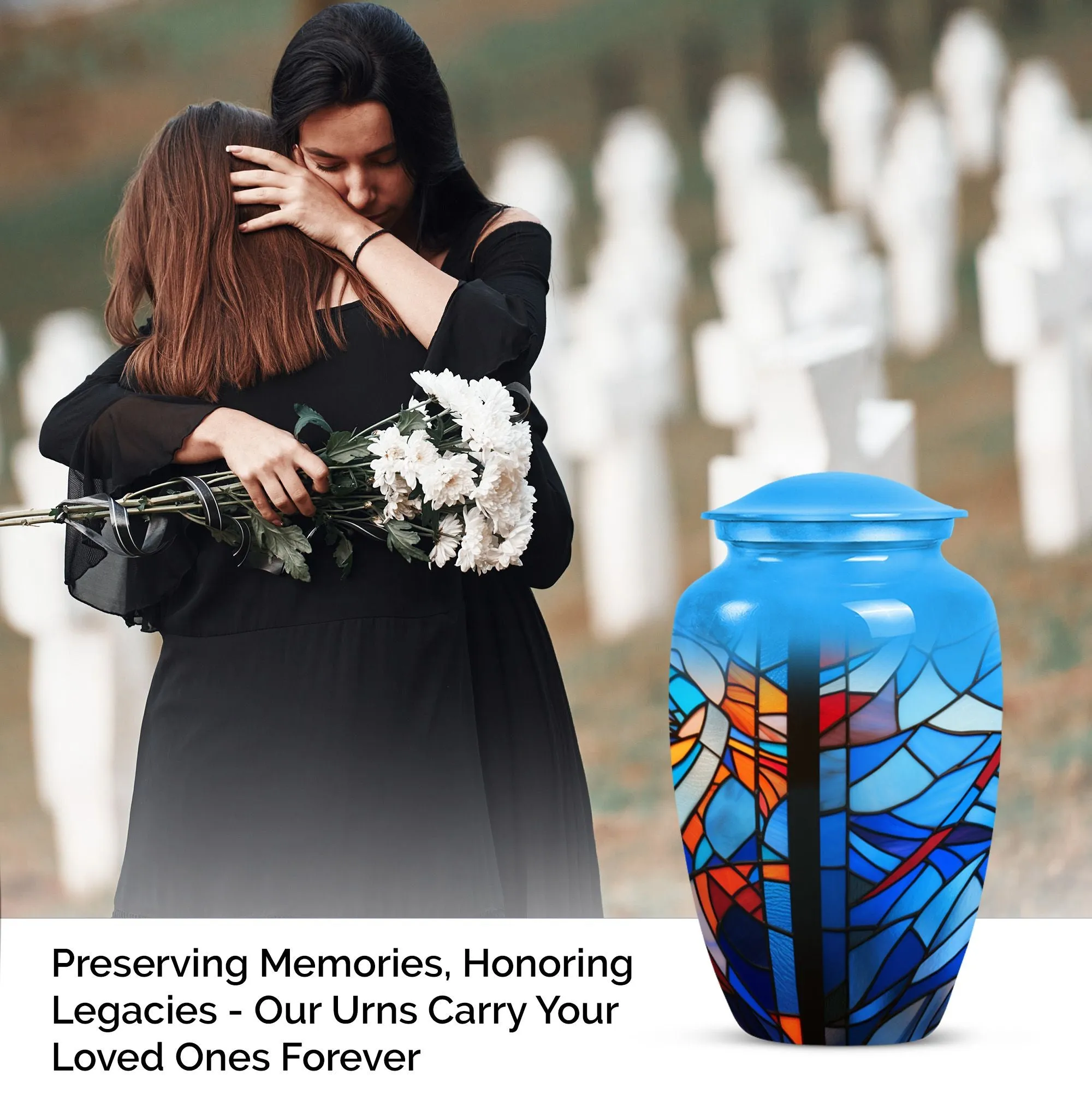 Eternal Harmony Stained Glass Memorial Urn Designed with Elegance