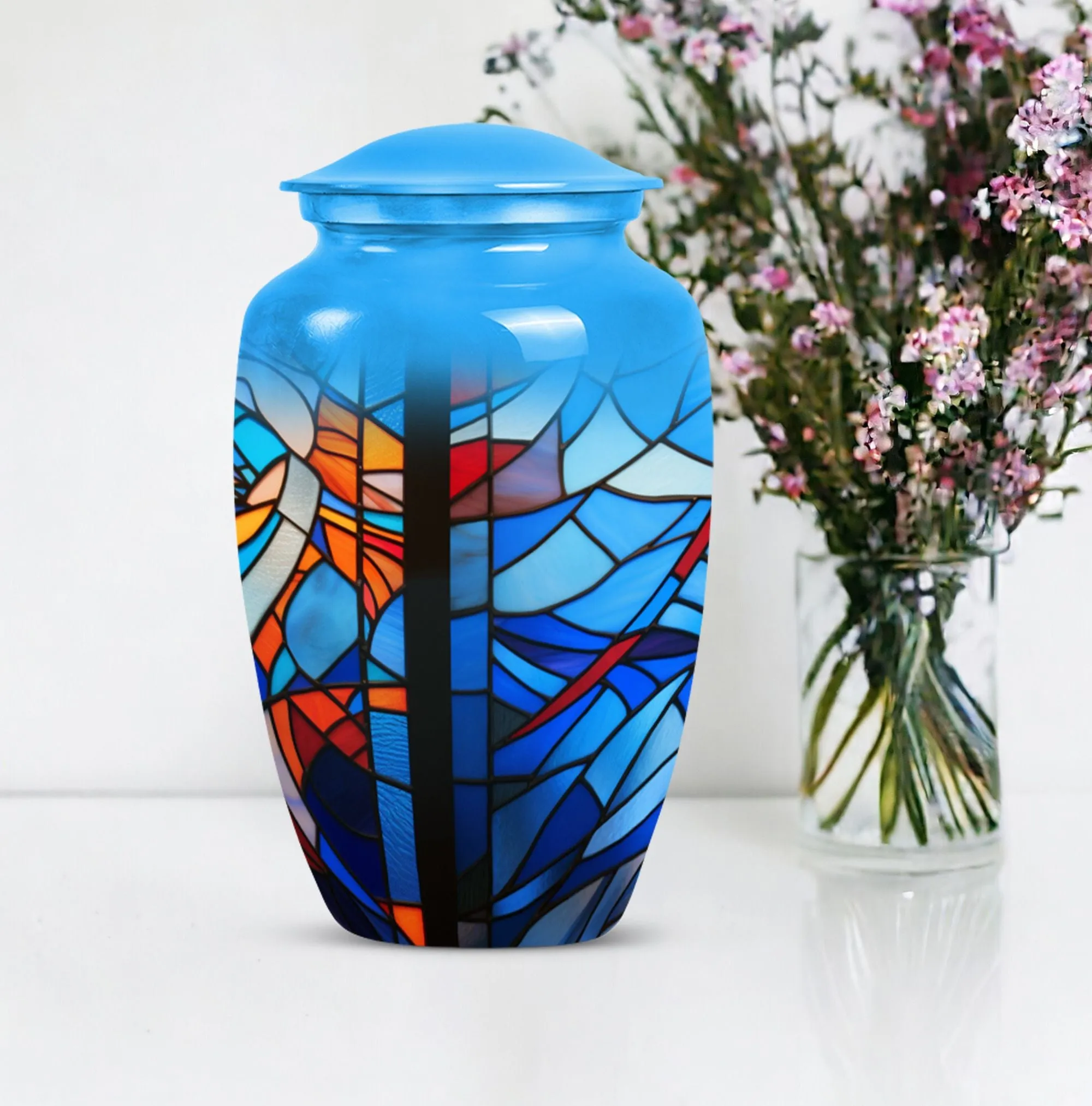 Eternal Harmony Stained Glass Memorial Urn Designed with Elegance
