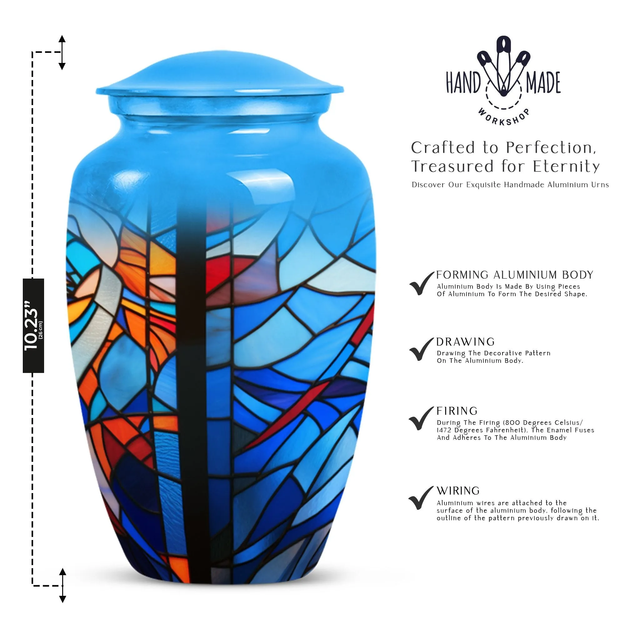 Eternal Harmony Stained Glass Memorial Urn Designed with Elegance