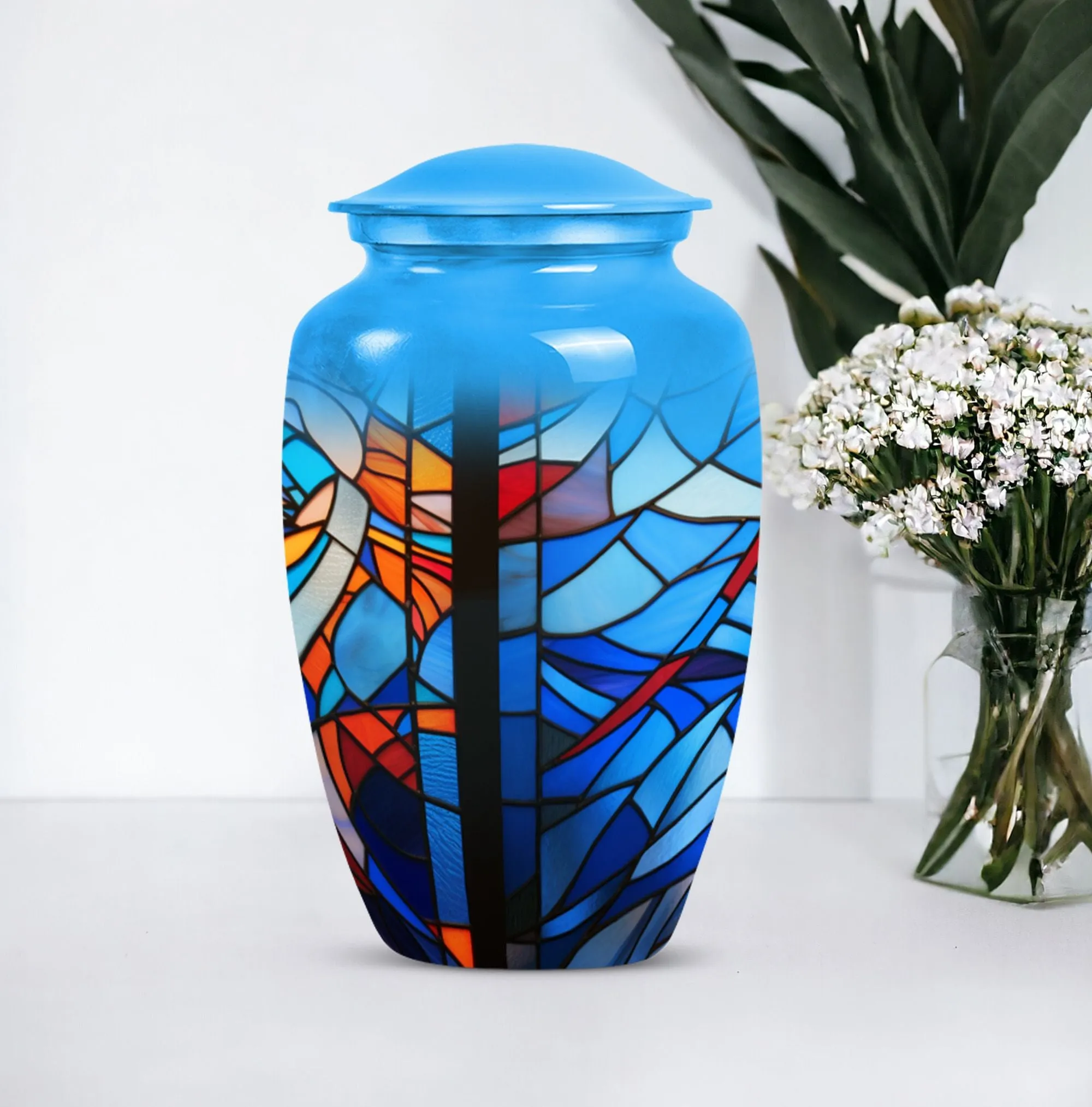 Eternal Harmony Stained Glass Memorial Urn Designed with Elegance