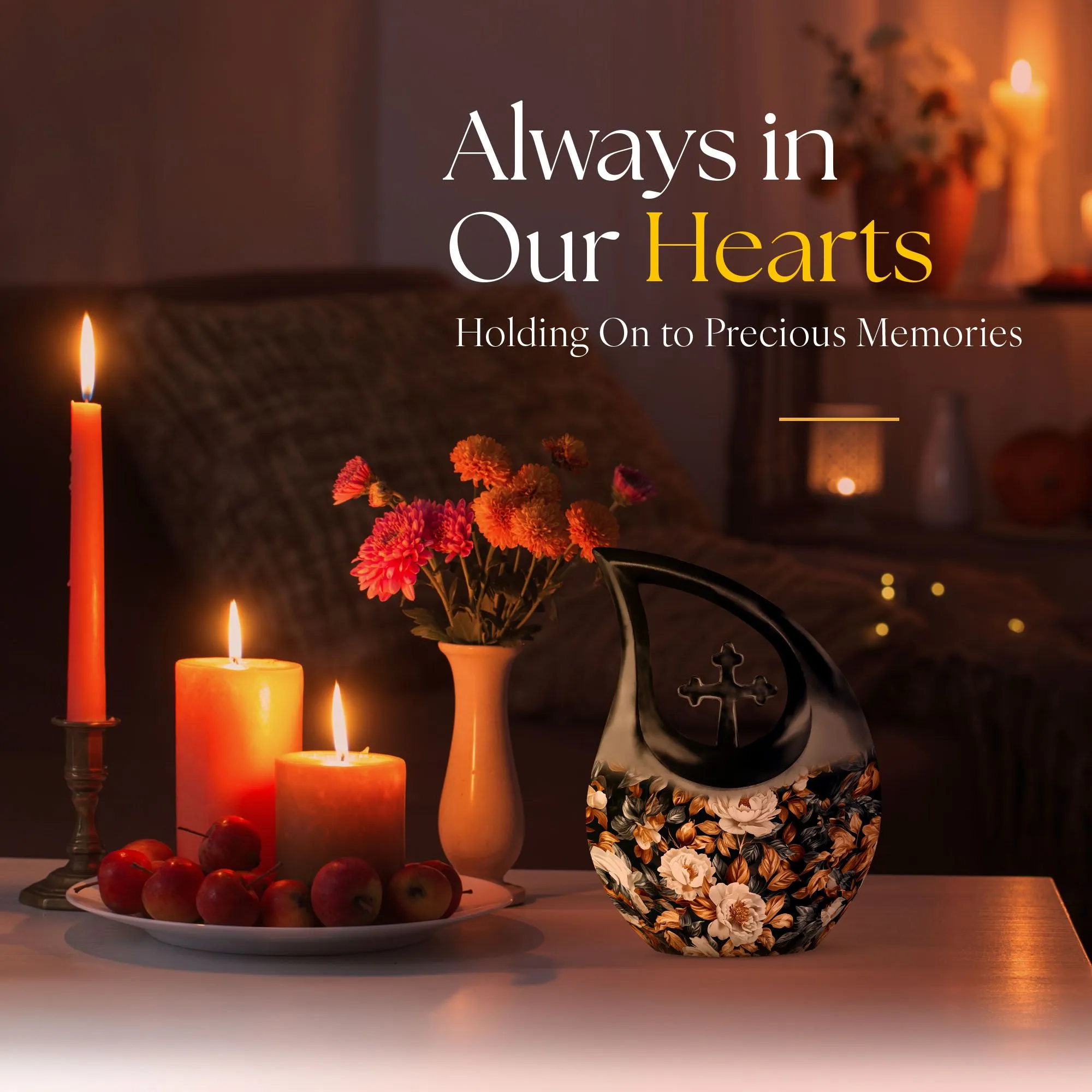 Flowers Urn Resilience large urn for human ashes keepsake