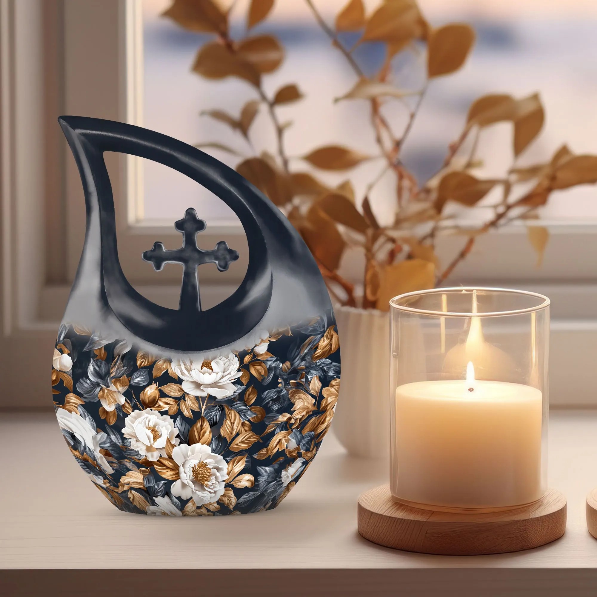 Flowers Urn Resilience large urn for human ashes keepsake